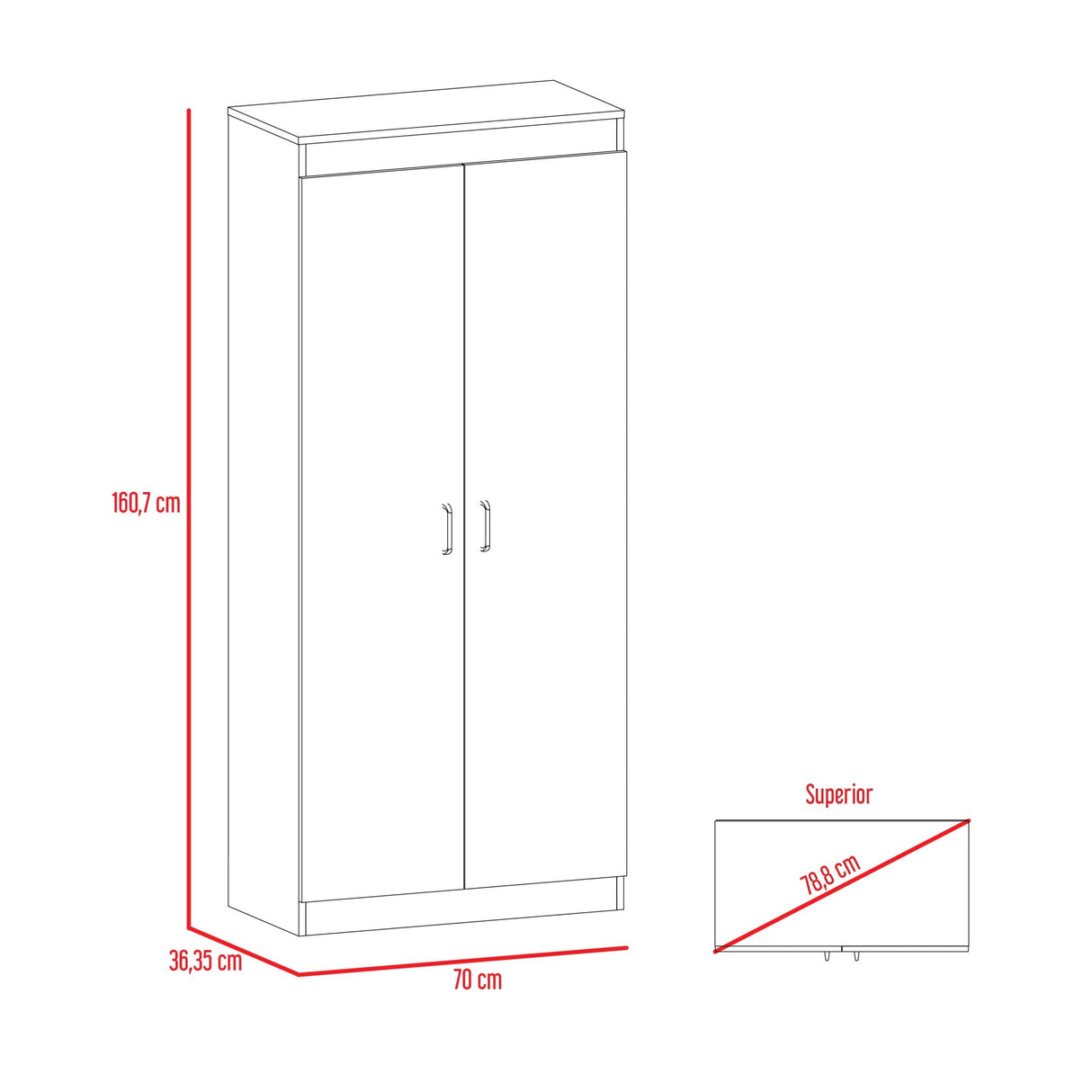 Alacena Varese Ceniza 70x161cm con Dos Puertas - Alacenas y Muebles Microondas | Bylmo