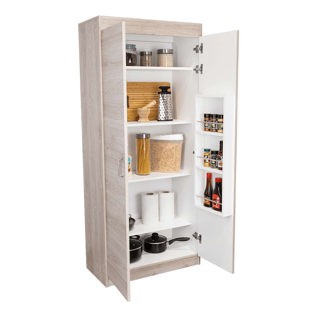 Alacena Varese Ceniza 70x161cm con Dos Puertas - Alacenas y Muebles Microondas | Bylmo