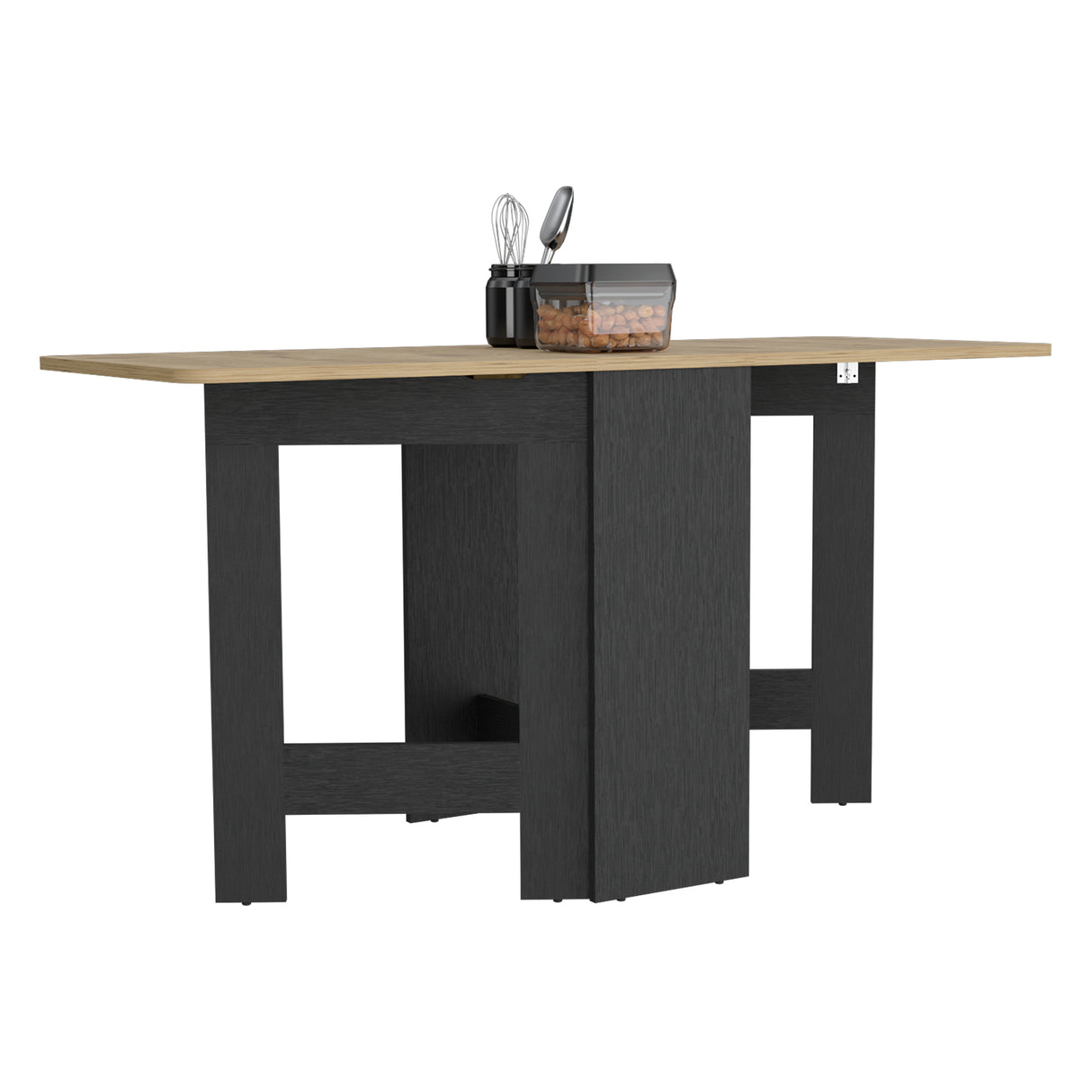 Mesa Auxiliar de Cocina Gateleg Wengue y Macadamia 60x78.6cm Rectangular Plegable de Seis Puestos - MESAS AUXILIARES | Bylmo