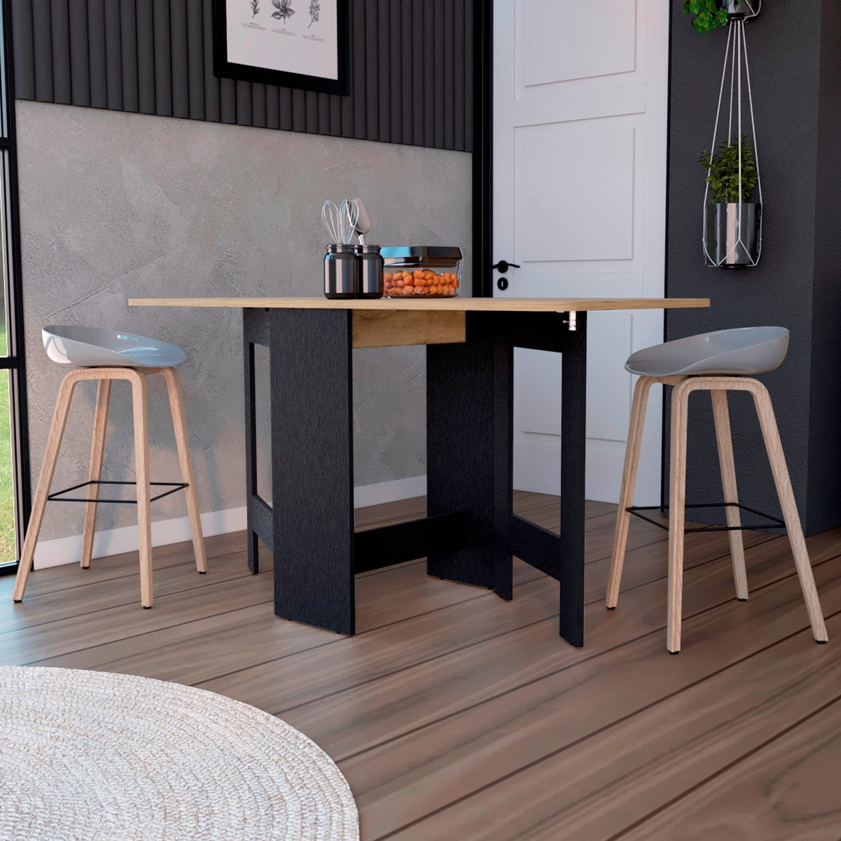 Mesa Auxiliar de Cocina Gateleg Wengue y Macadamia 60x78.6cm Rectangular Plegable de Seis Puestos - MESAS AUXILIARES | Bylmo