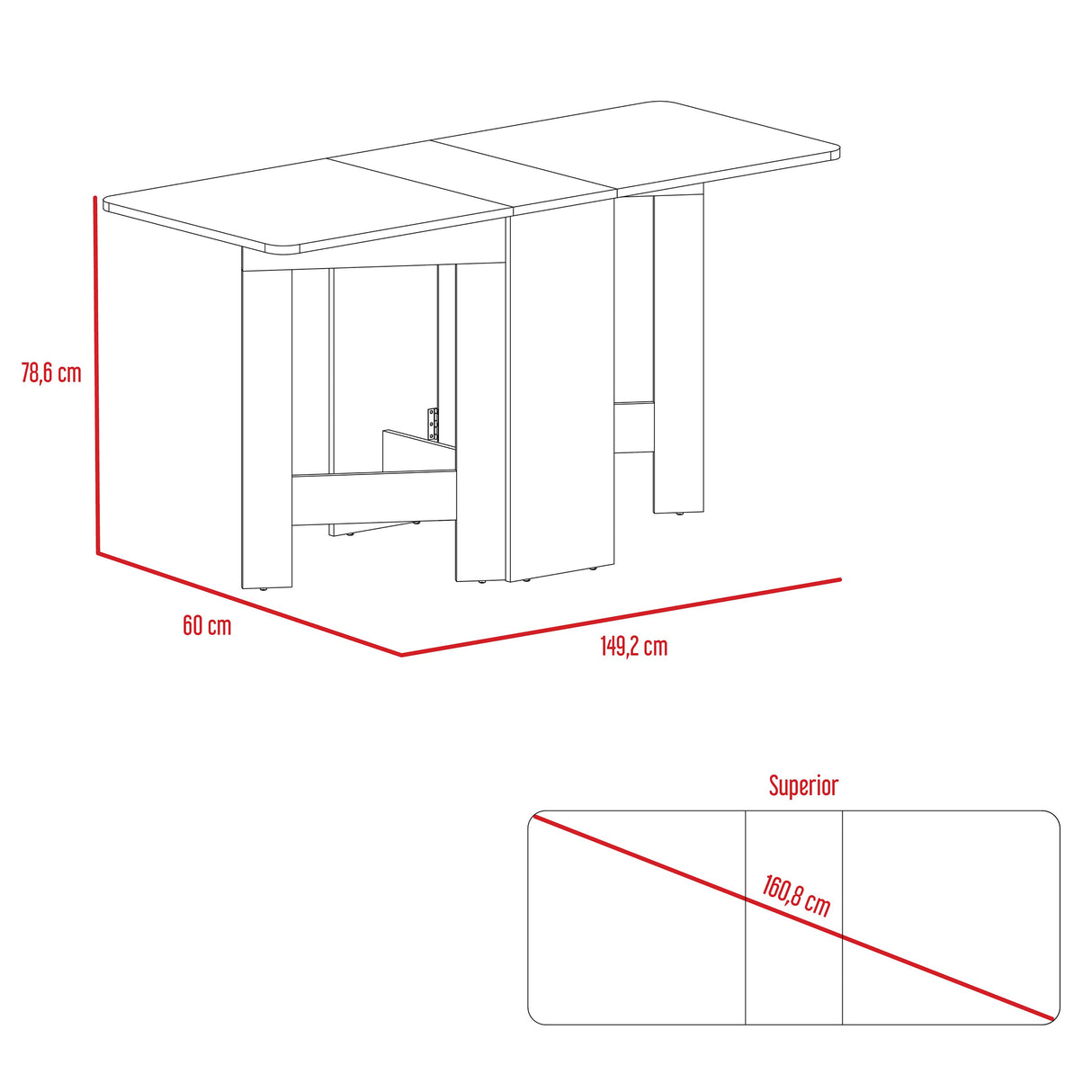 Mesa Auxiliar de Cocina Gateleg Wengue y Macadamia 60x78.6cm Rectangular Plegable de Seis Puestos - MESAS AUXILIARES | Bylmo