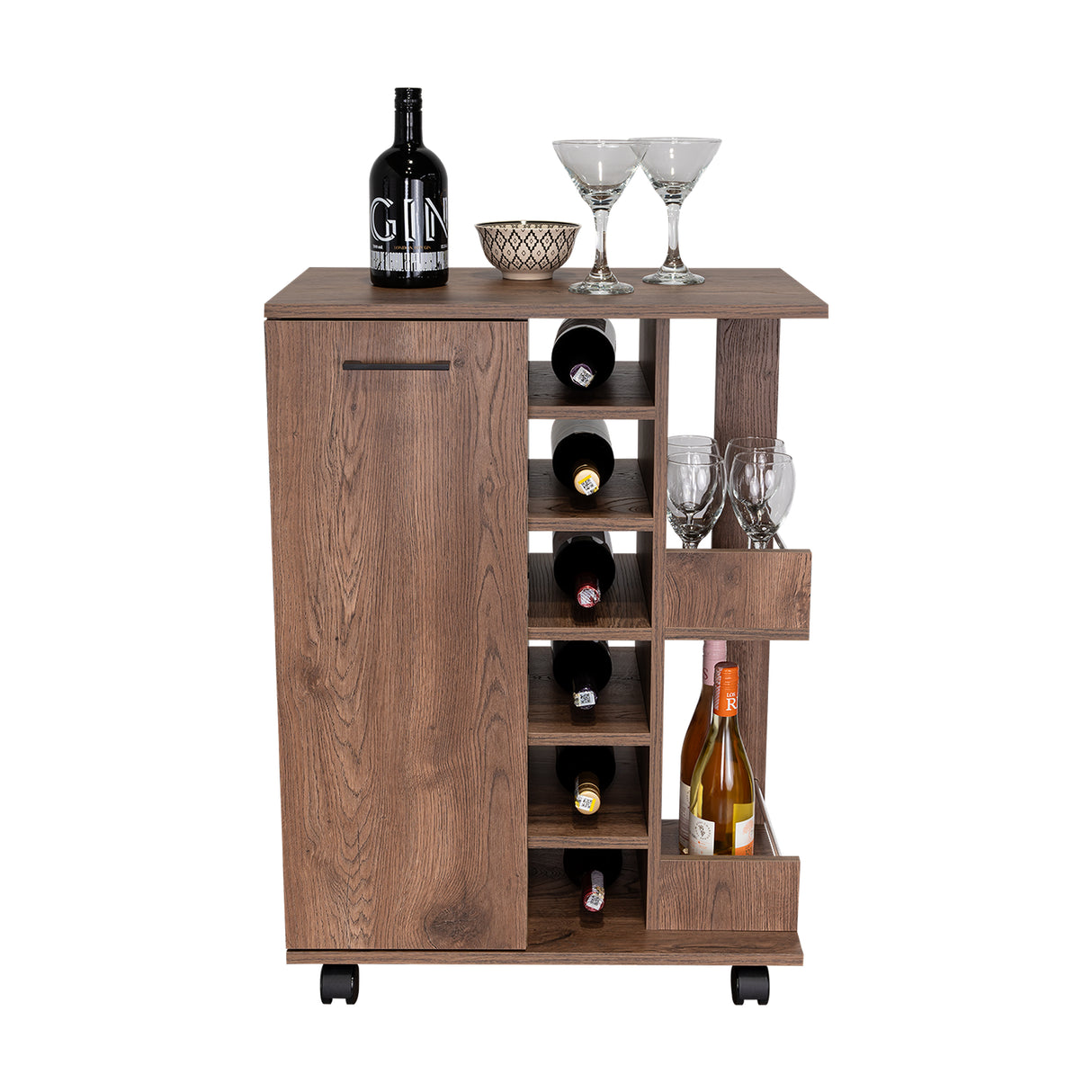 Bar Andorra Bellota 60x82cm con Un Cajón y con Seis Portabotellas - Bares | Bylmo