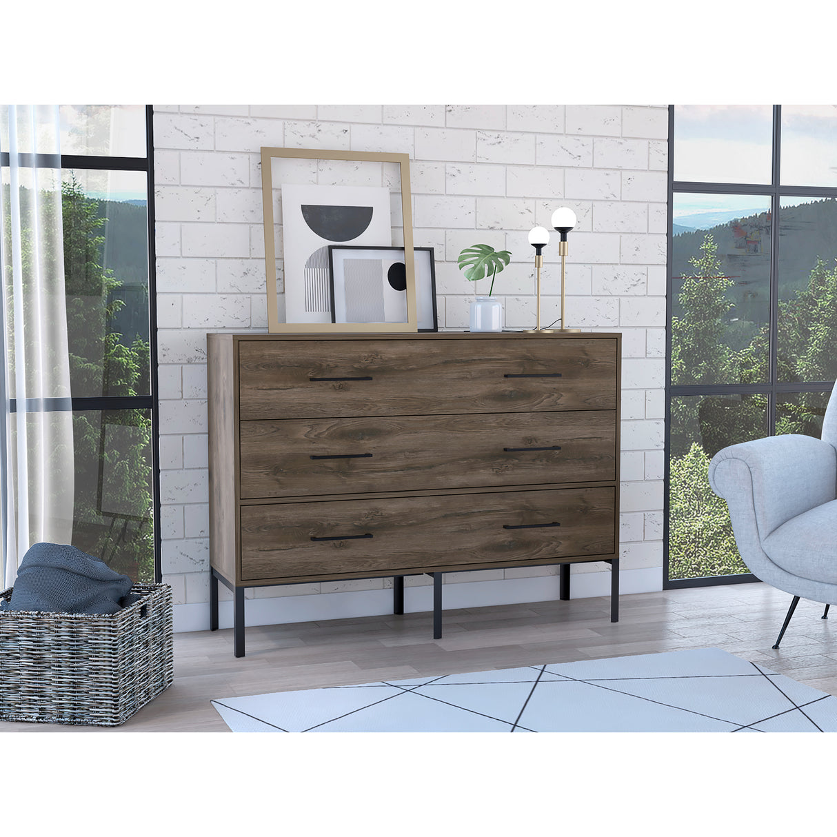 Cómoda Doble Soho S Bellota 120 cm con Dos Cajones y Una Puerta - Cajoneras y Comodas | Bylmo