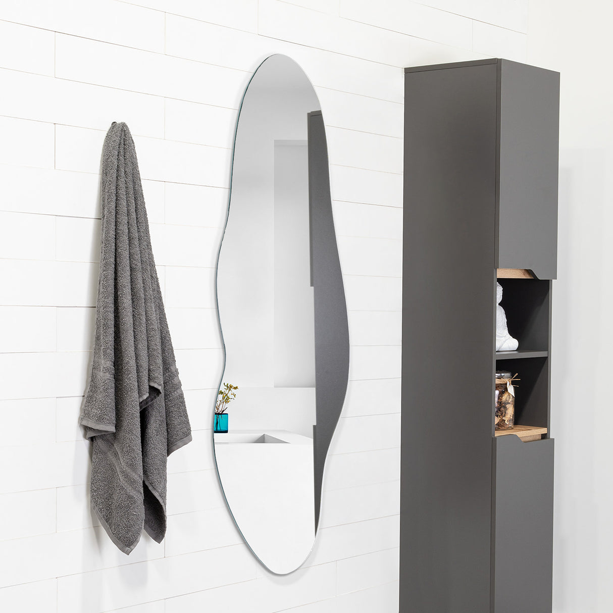 Espejo de Pared Blue Plateado 150x60cm Asimetrico sin Marco - Espejos Decorativos | Bylmo