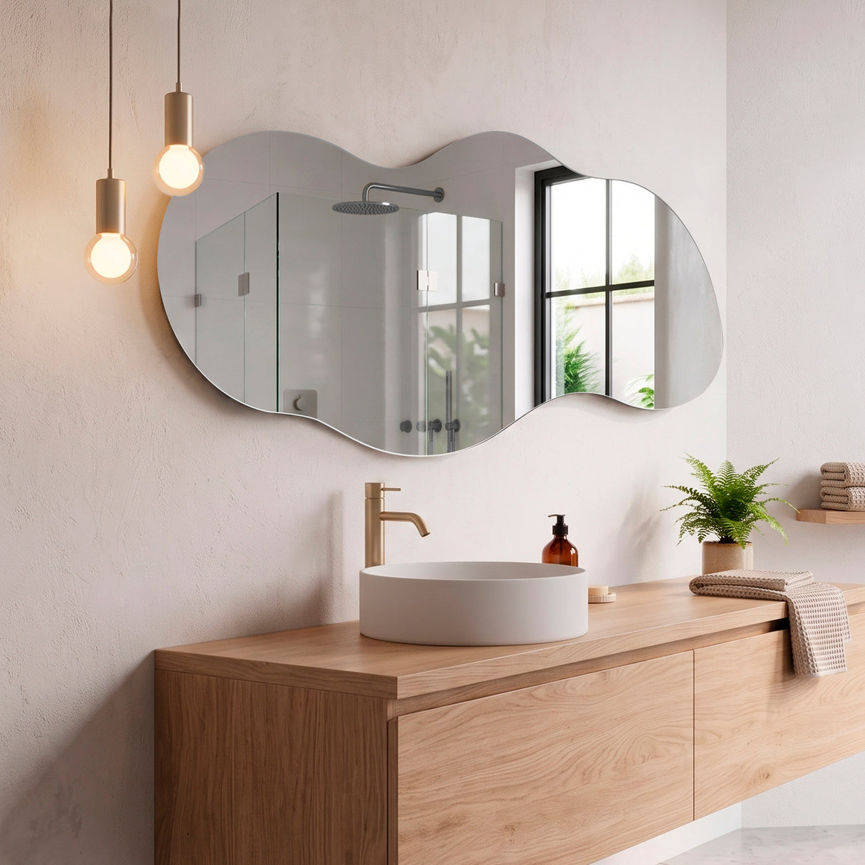 Espejo de Pared Blue Plateado 150x60cm Asimetrico sin Marco