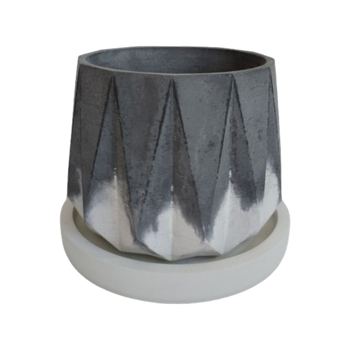 Matera de mesa Lirio Negro y Blanco 10x2cm de Cemento Circular de 0.2 Litros - Jardineria | Bylmo