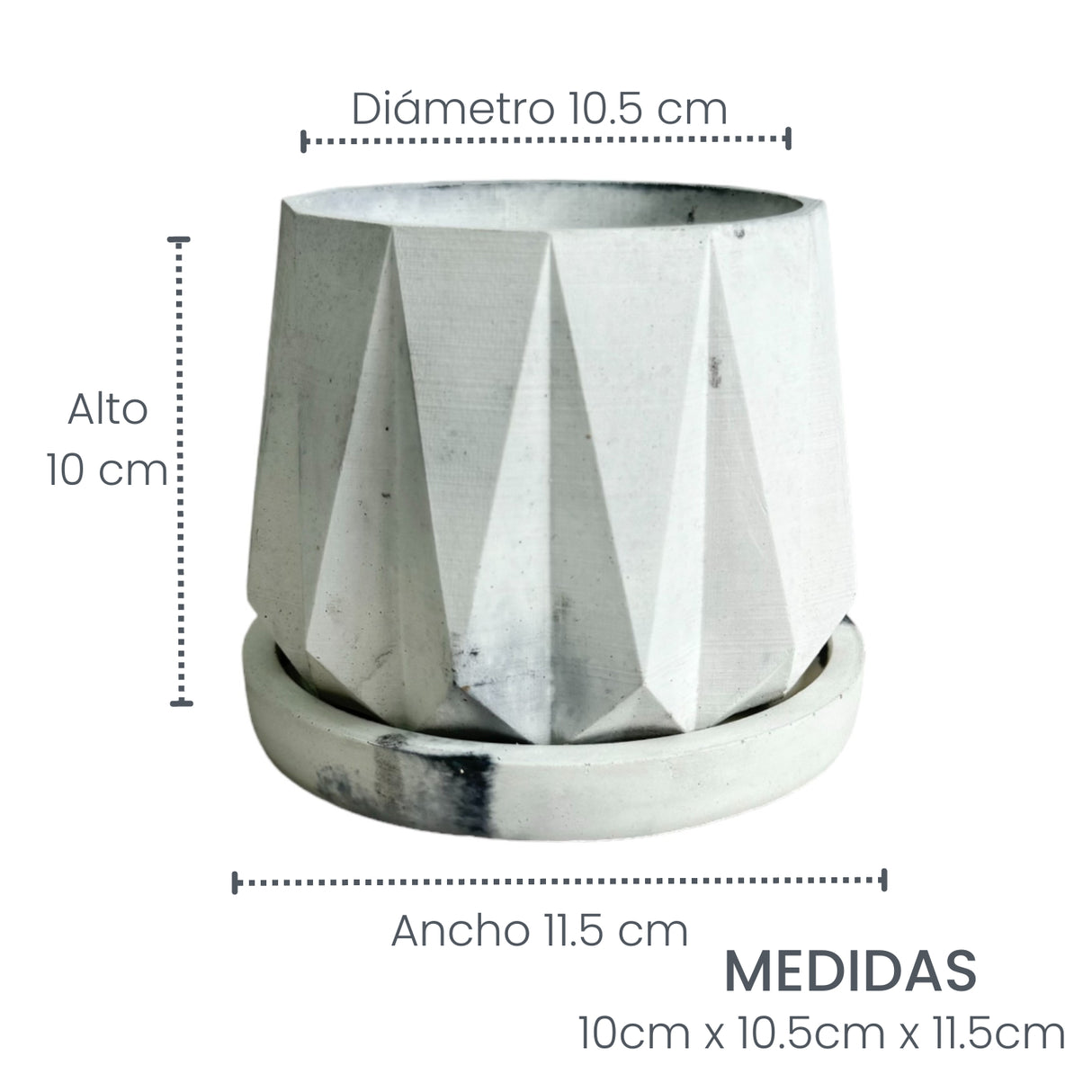 Matera de mesa Lirio Mármol Negro 10x2cm de Cemento Circular de 0.2 Litros - Jardineria | Bylmo
