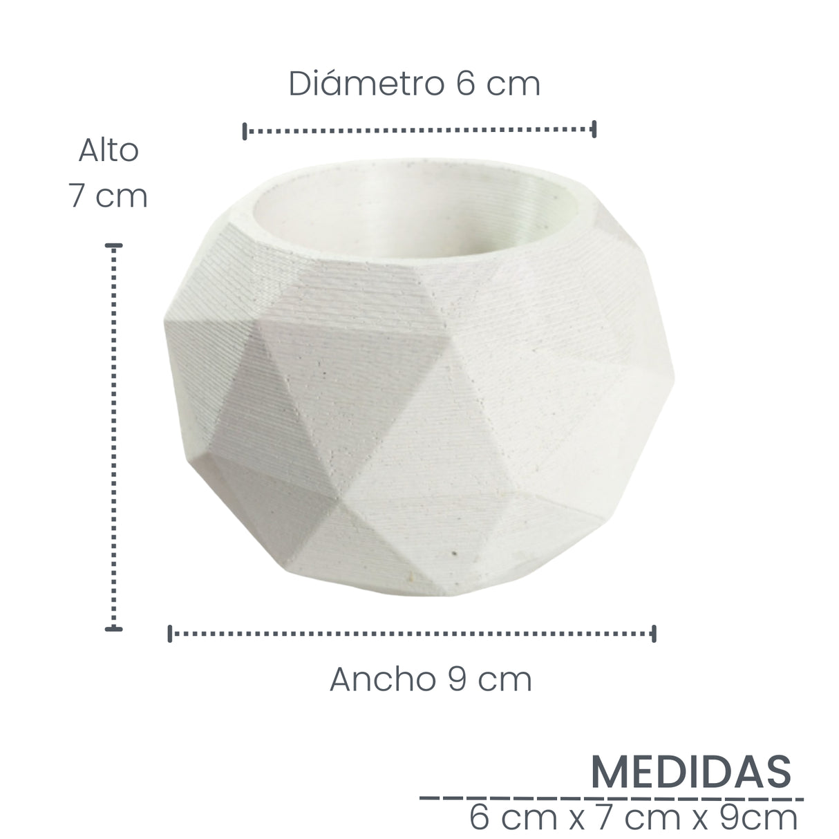 Matera de mesa Laia Blanco 7x8cm de Cemento Circular de 0.3 Litros - Jardineria | Bylmo