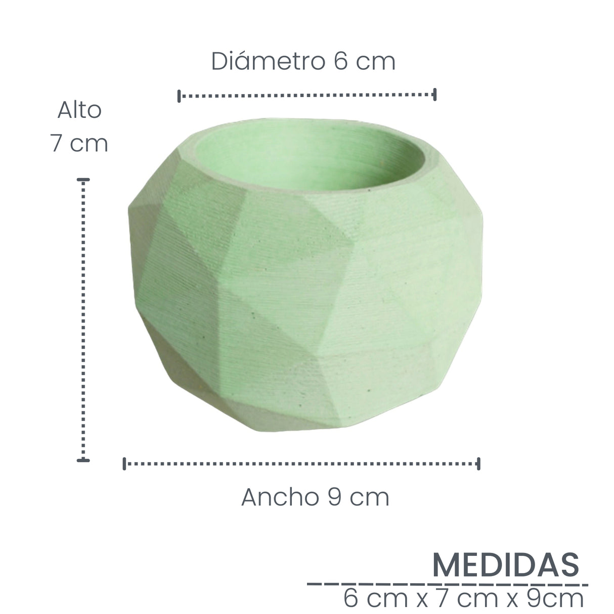 Matera de mesa Laia Verde Menta 7x8cm de Cemento Circular de 0.3 Litros - Jardineria | Bylmo