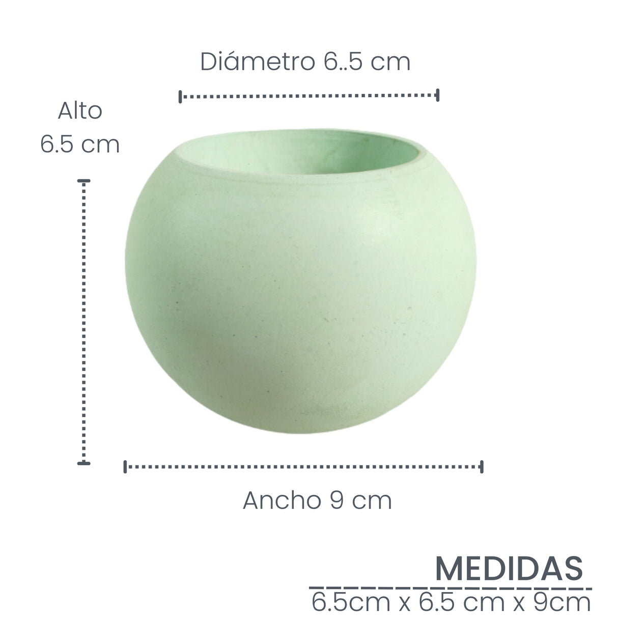 Matera de mesa Luna Verde Menta 6x7cm de Cemento Circular de 0.2 Litros - Jardineria | Bylmo