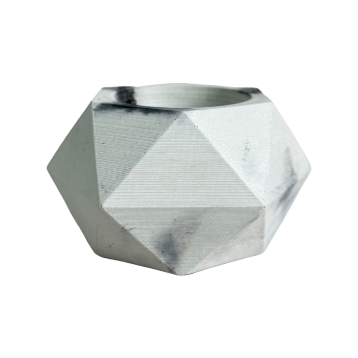 Matera de mesa Adara Petty Mármol Negro 7x7cm de Cemento Hexagonal de 0.2 Litros - Jardineria | Bylmo