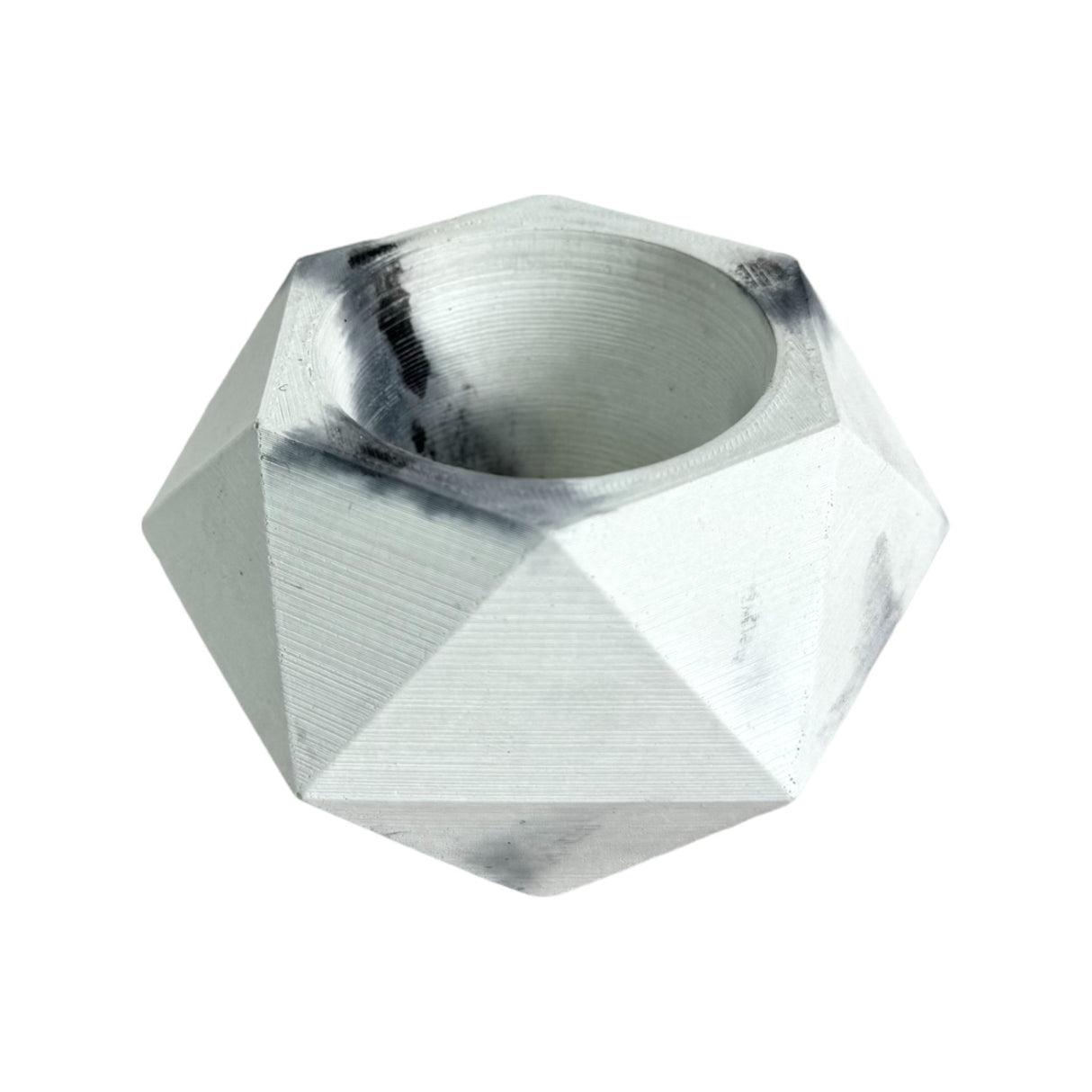 Matera de mesa Adara Petty Mármol Negro 7x7cm de Cemento Hexagonal de 0.2 Litros - Jardineria | Bylmo