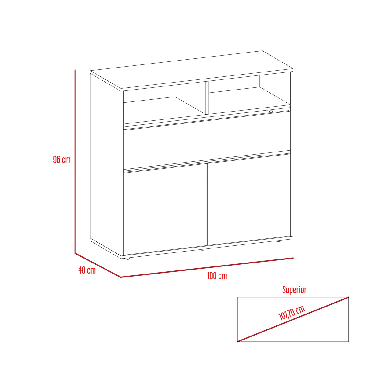 Cómoda Sleep Duna y Blanco 100x96cm de Tres Hileras con Un Cajón - CAJONERAS Y COMODAS | Bylmo