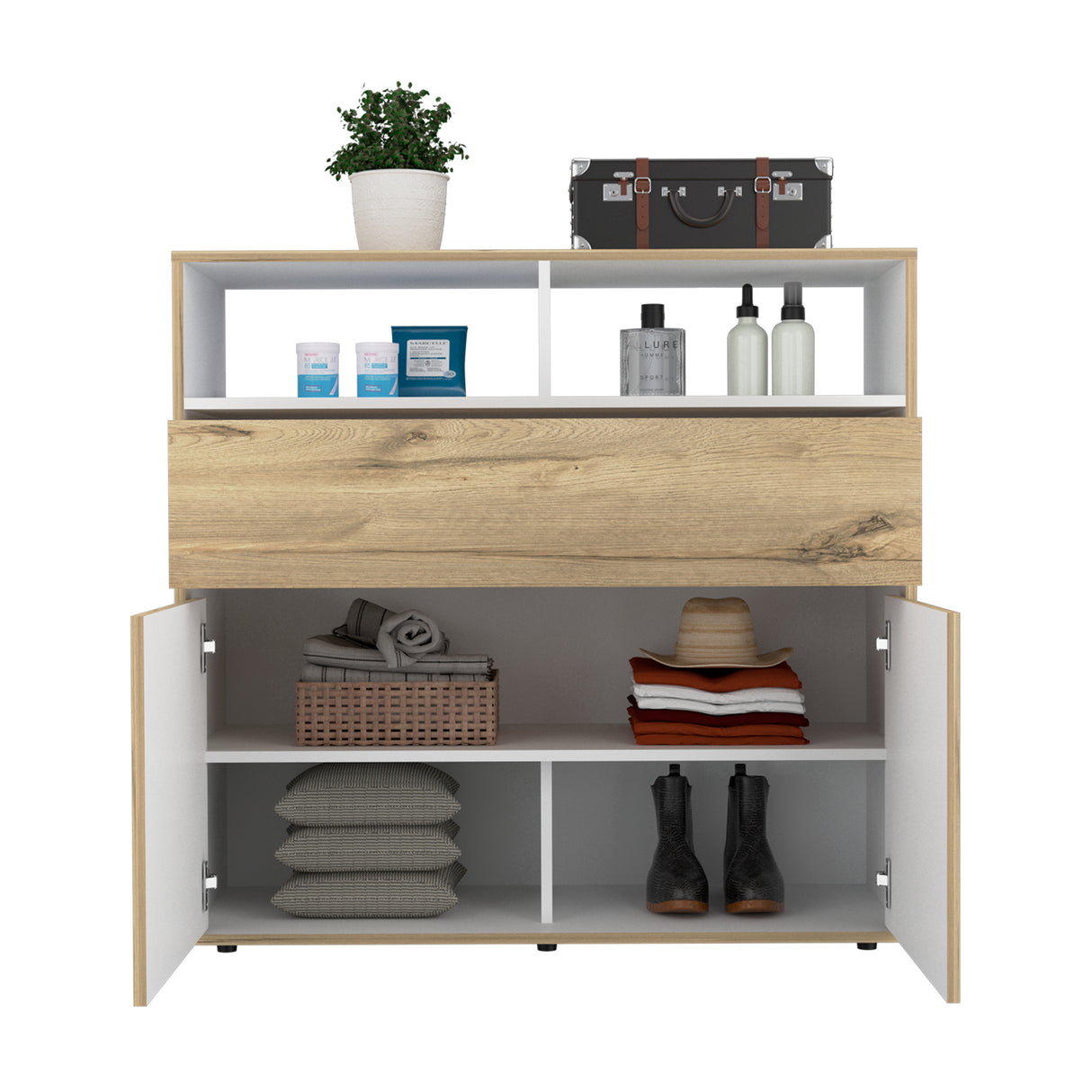 Cómoda Sleep Duna y Blanco 100x96cm de Tres Hileras con Un Cajón - CAJONERAS Y COMODAS | Bylmo