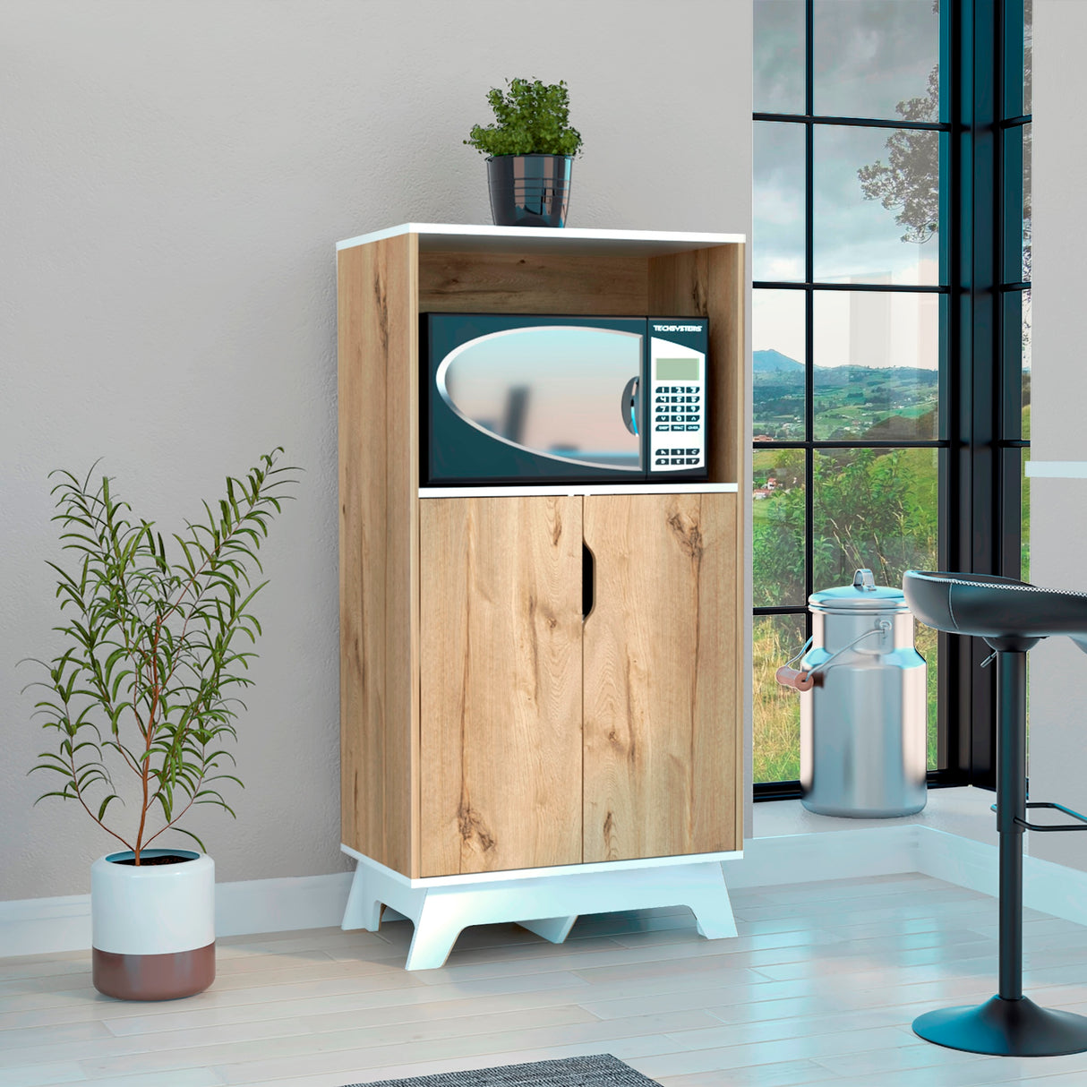 Mueble Microondas Diyue 2 puertas gran capacidad Duna y Blanco moderno 65 x 130cm - Alacenas y Muebles Microondas | Bylmo