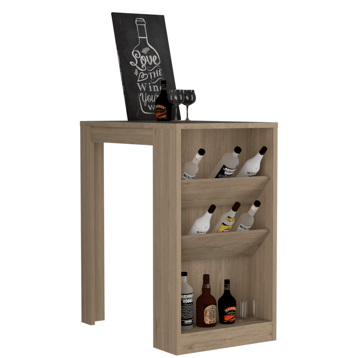 Mesa Bar Syrah Con Entrepaños Inclinados 58x91 Cm Color Rovere Moderna - Bares | Bylmo
