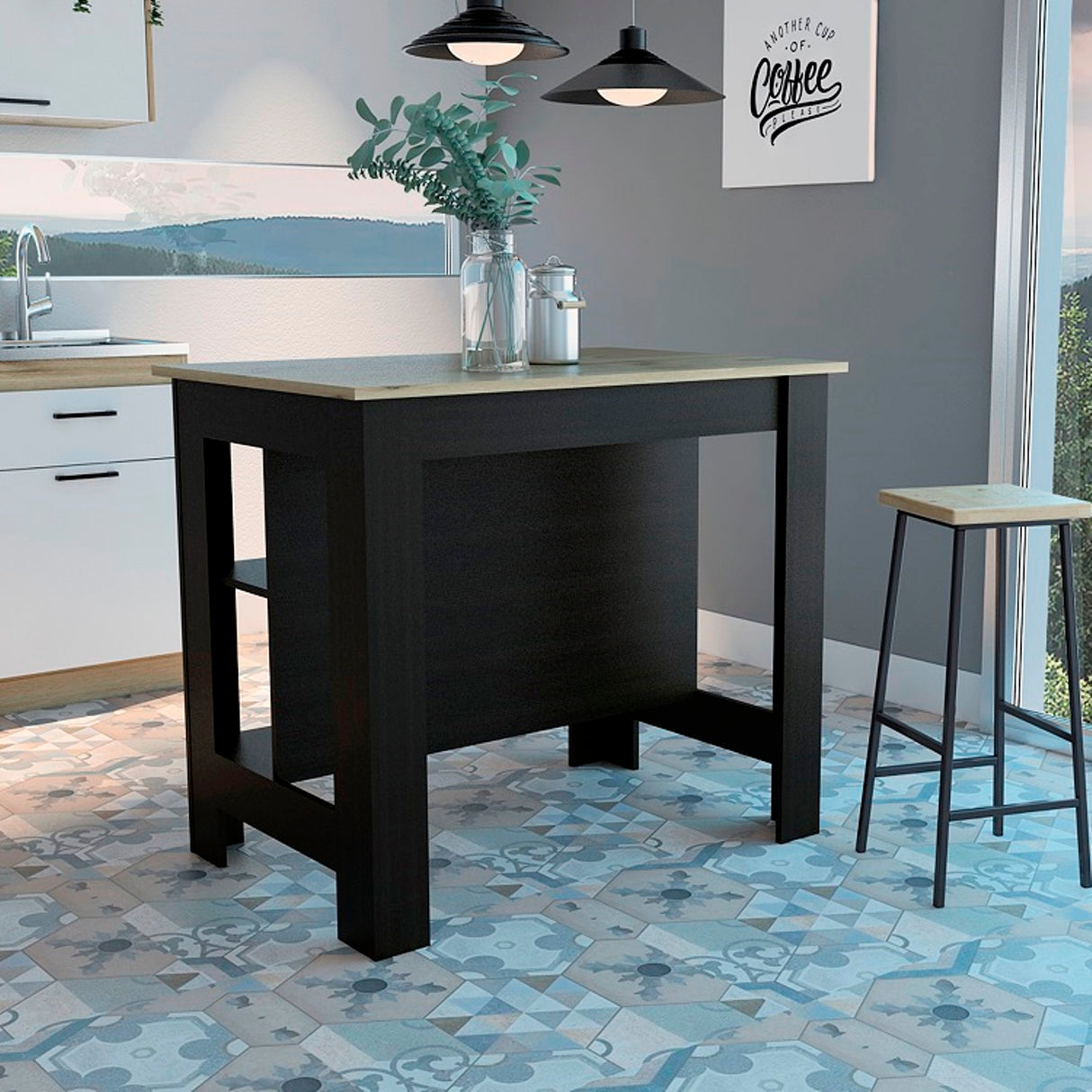Isla de Cocina Cala 70x103 Wengue Duna 2 Entrepaños - Barras y Muebles Auxiliares | Bylmo