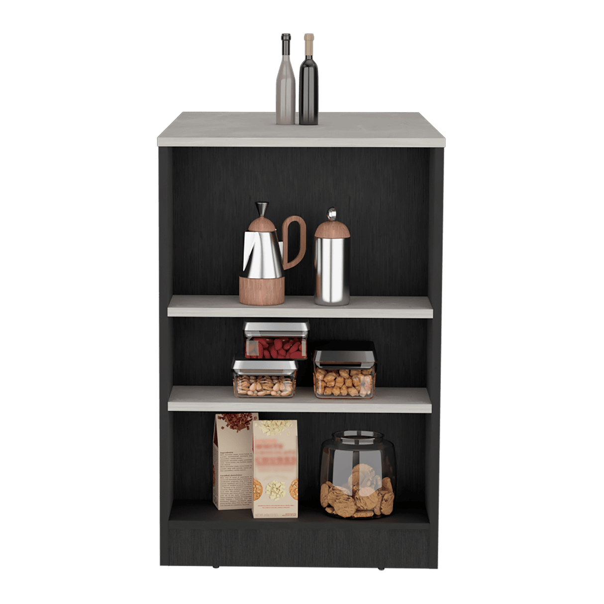 Isla de Cocina Potree Moderno 3 Entrepaños Wengue 59x91.3cm - Barras y Muebles Auxiliares | Bylmo