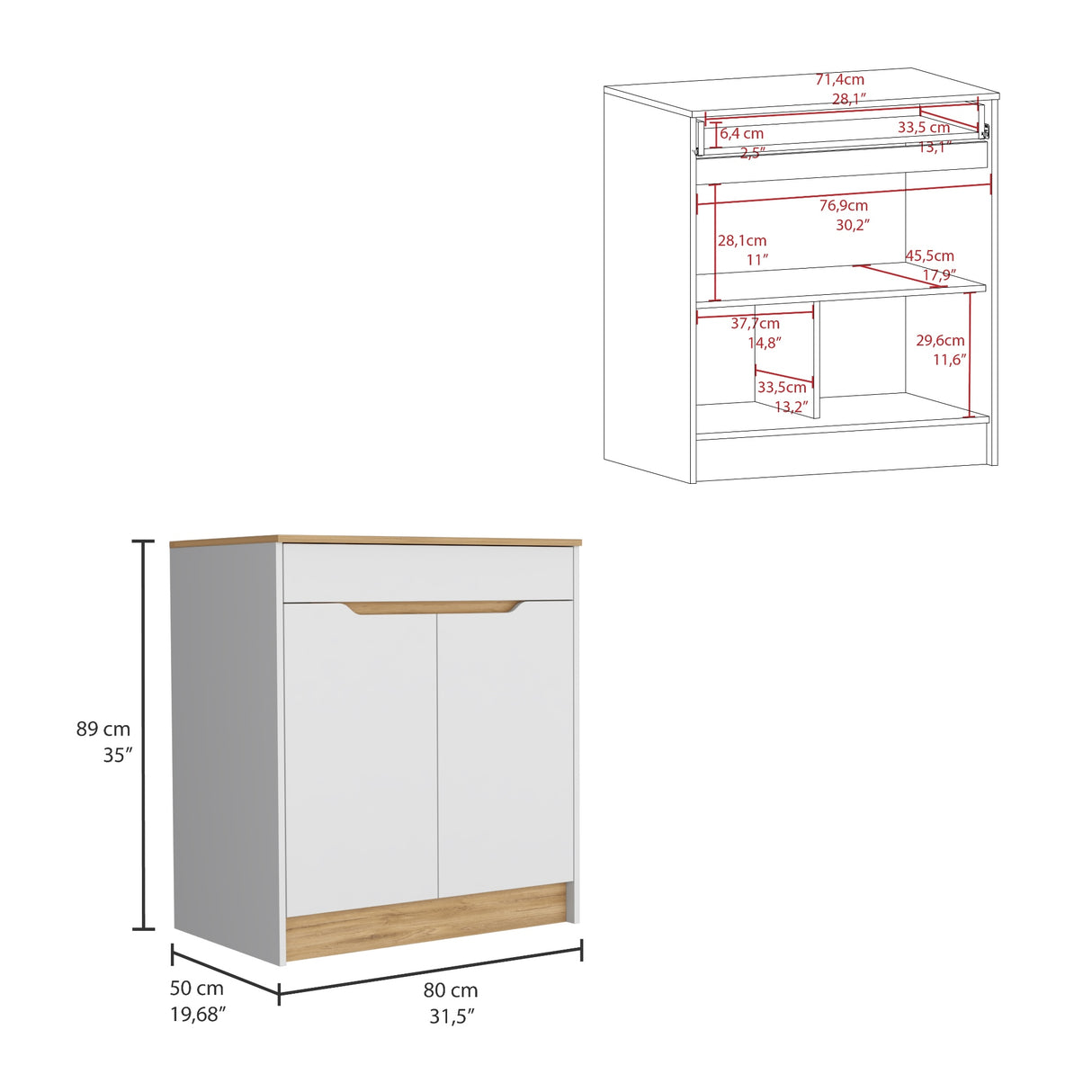 Mueble Inferior de Cocina Soler Blanco Moderno 52x89cm - Muebles Inferiores | Bylmo