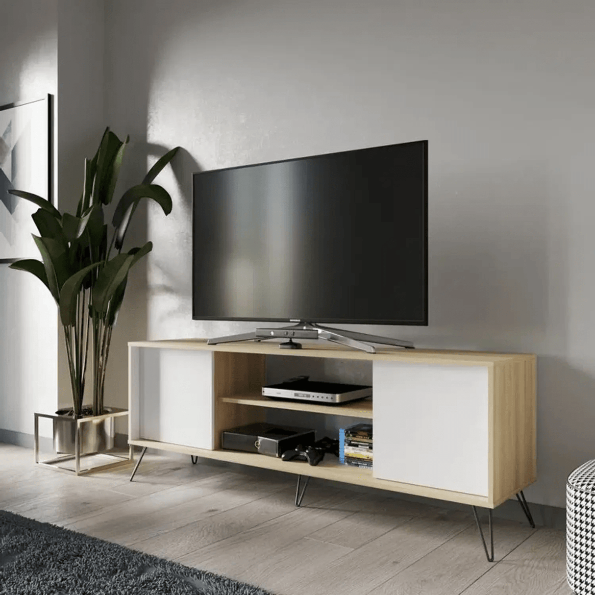 Mesa Para Tv Urban Duna 160x40x59 Cm. Moderna Con 2 Compartimientos Y Con Patas - Muebles de TV | Bylmo