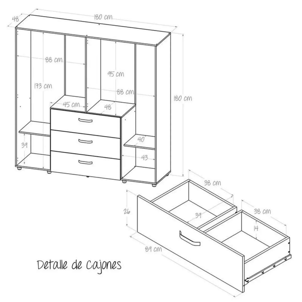 Closet Saga Duna 180x180cm Moderno - Closets | Bylmo