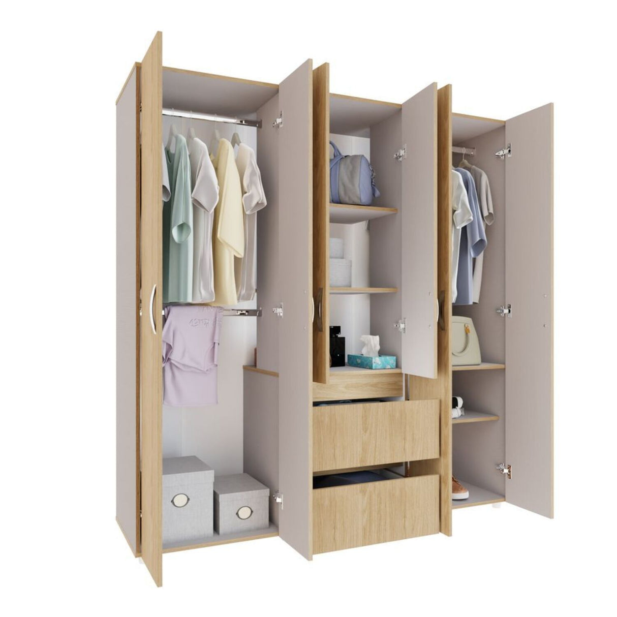 Closet Eli 170x180 Rovere 2 cajones 6 puertas - Closets | Bylmo