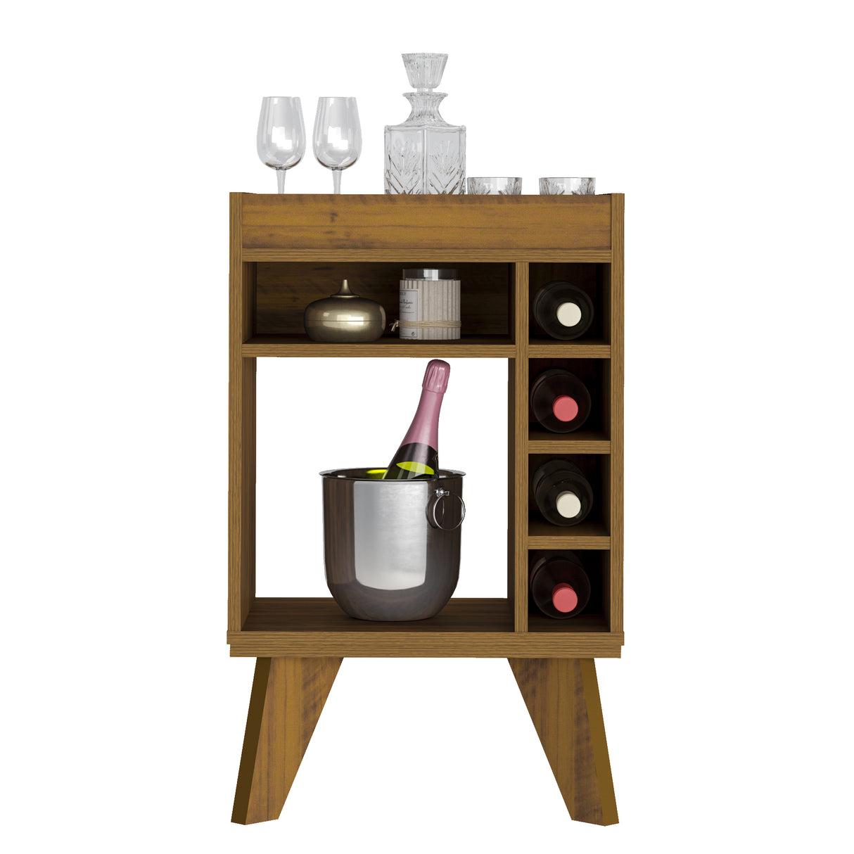 Bar Bajo Stelar Pino Retro 45 cm con Espacio para Botellas - Bares | Bylmo