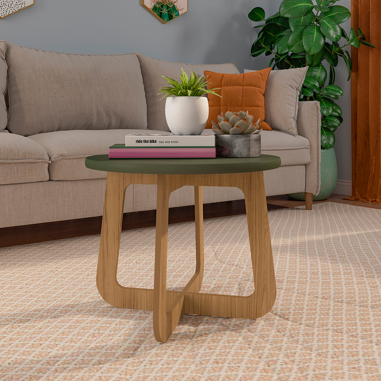 Mesa de Centro Jasmin Menta y Roble 100 cm Moderno - Mesas de Centro | Bylmo