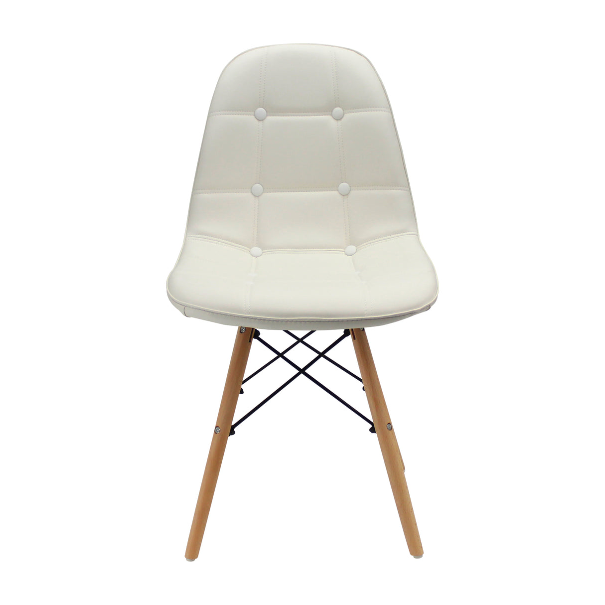 Silla de Comedor DKR Botones Confort Cuero Blanco 44 cm - Sillas y Butacos | Bylmo