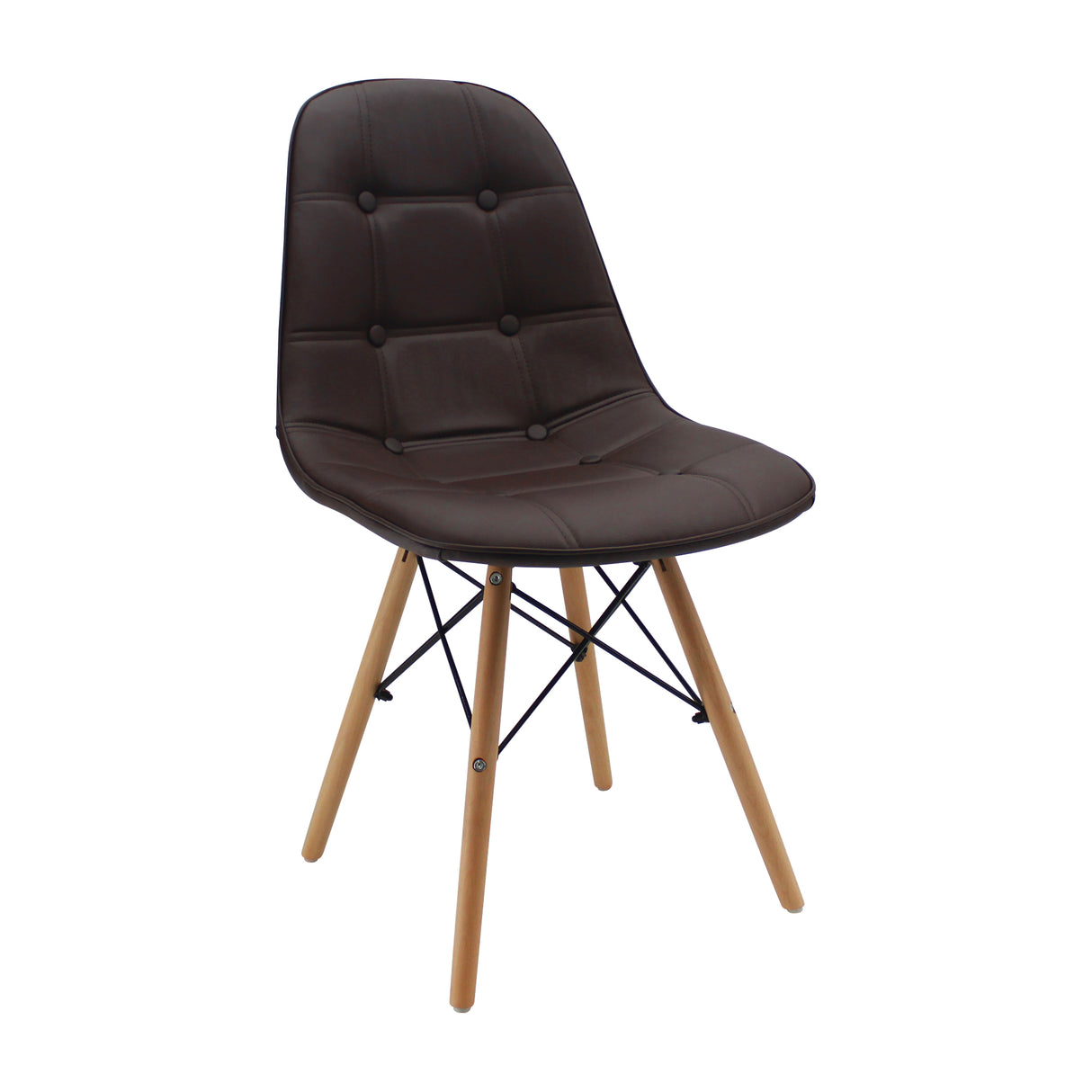 Silla de Comedor DKR Botones Elegancia 44 cm Café - Sillas y Butacos | Bylmo