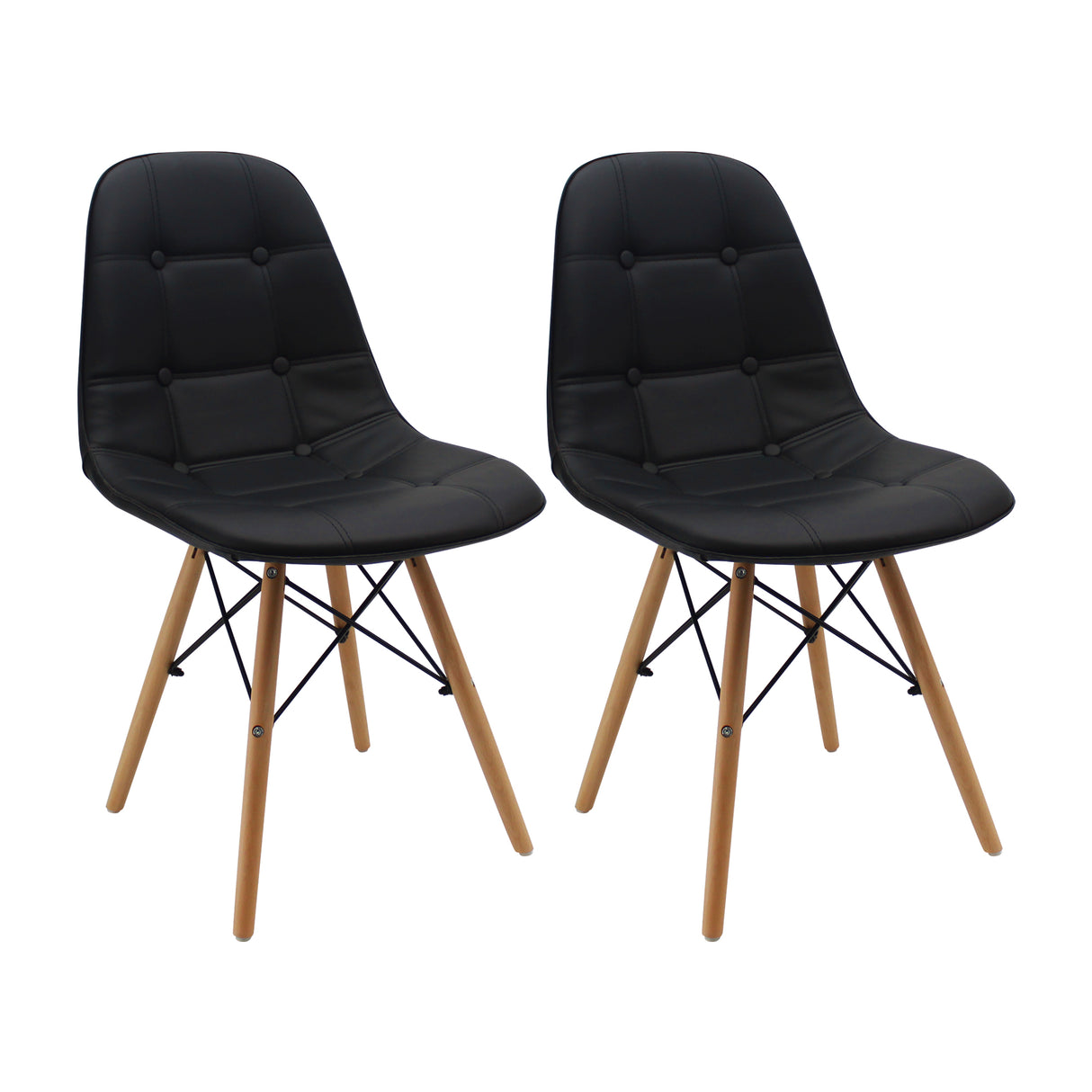 Kit x 2 Sillas Comedor DKR Botones Estilo 44 cm Negro - Sillas y Butacos | Bylmo