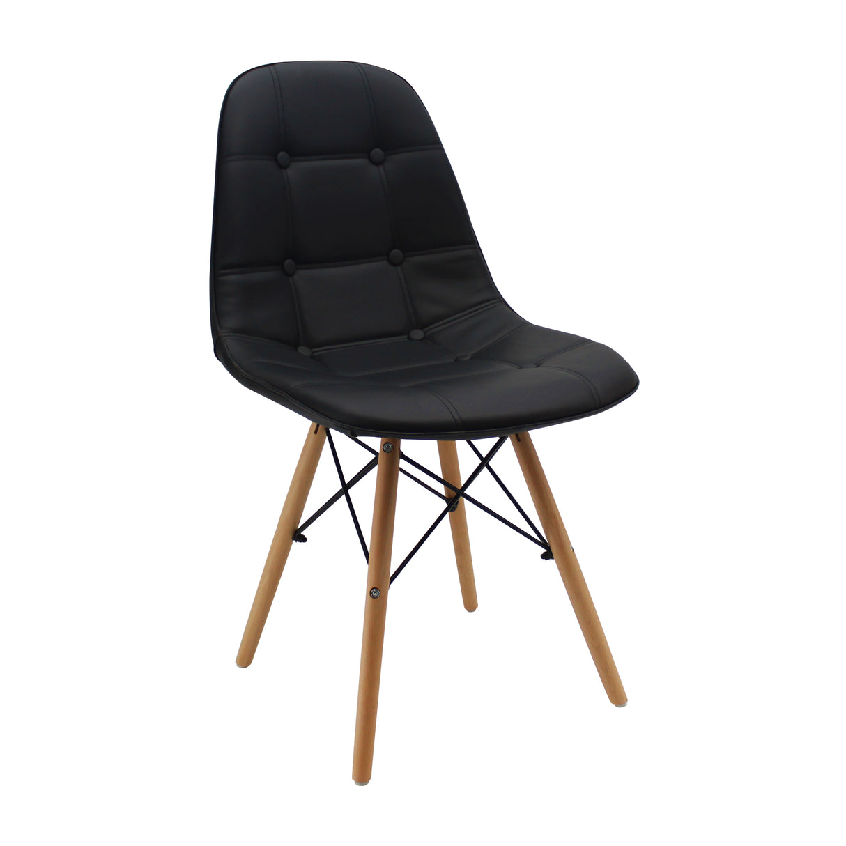 Kit x 2 Sillas Comedor DKR Botones Estilo 44 cm Negro - Sillas y Butacos | Bylmo