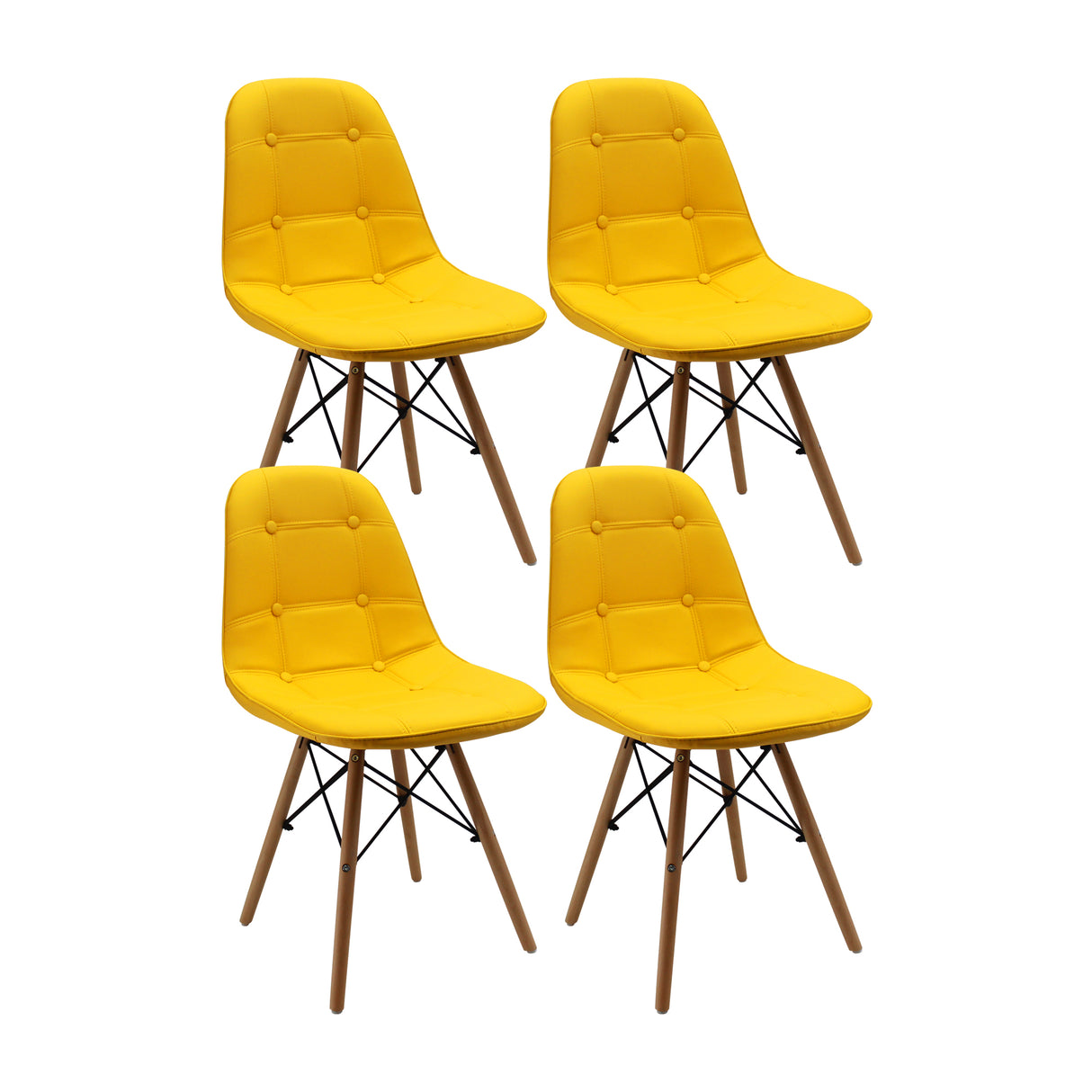 Kit X 4 Sillas Comedor Dkr Botones 44 Cm Cuero Ecológico - Sillas y Butacos | Bylmo