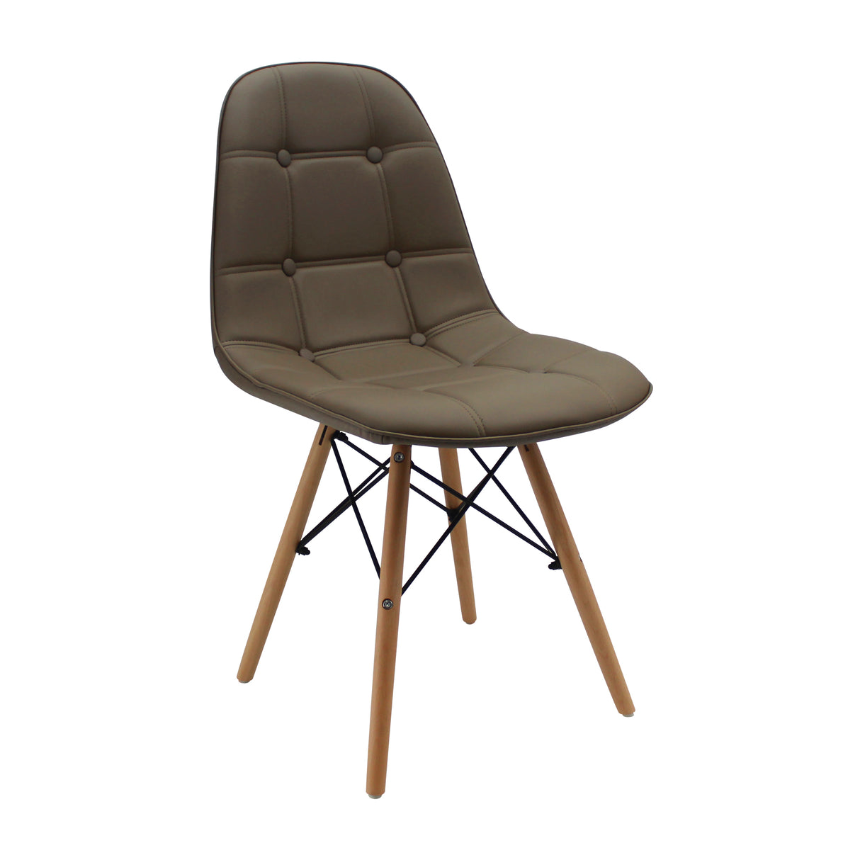 Kit x 4 Sillas Comedor DKR Botones 44 cm Beige Moderno Cuero Ecológico - Sillas y Butacos | Bylmo