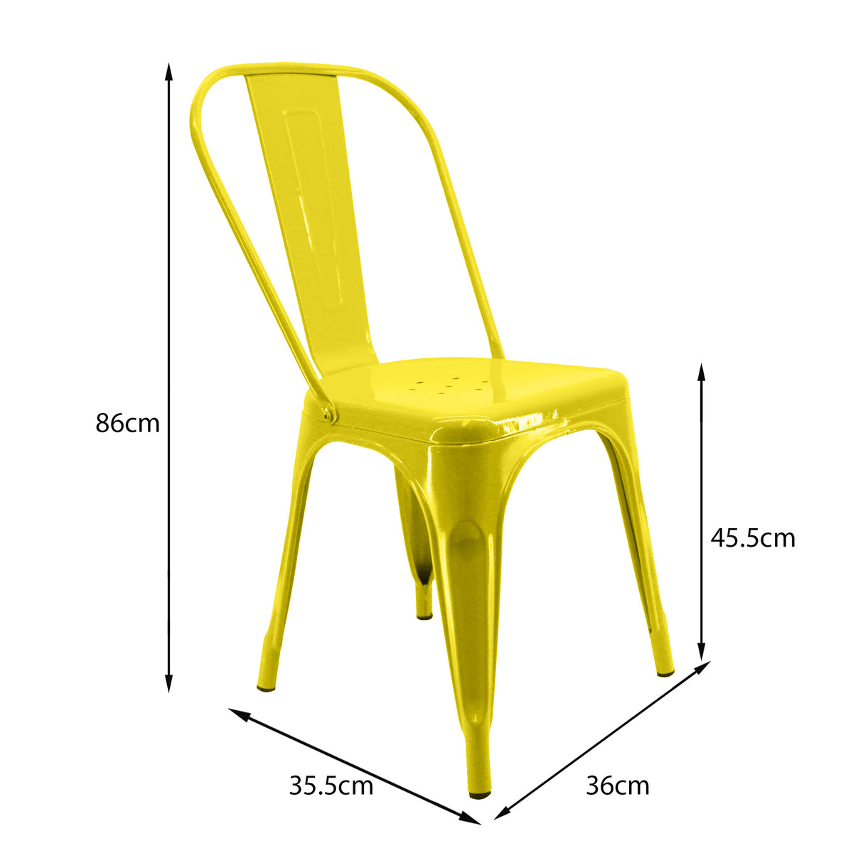 Kit x 2 Sillas de Comedor Titan Tolix Amarilla 36 cm Elegante - Sillas y Butacos | Bylmo