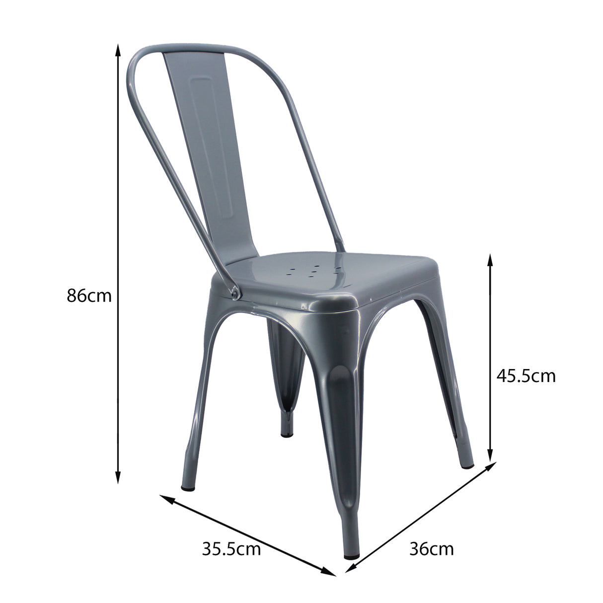 Kit X 2 Sillas De Comedor Titan Tolix Gris Metálica Elegante 36 Cm - Sillas y Butacos | Bylmo