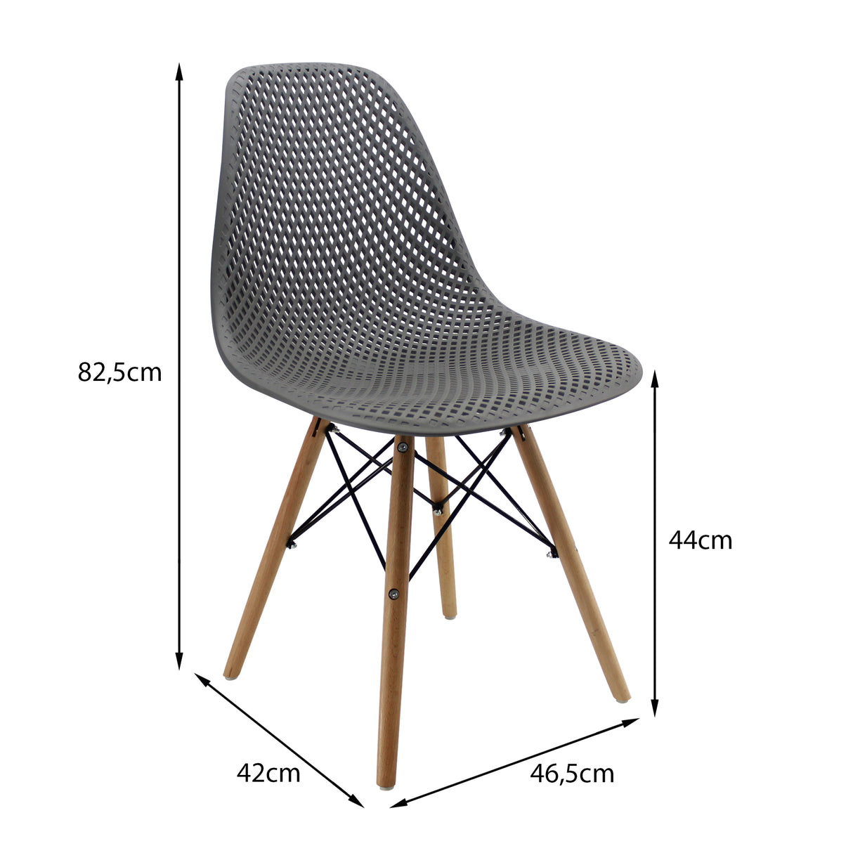 Kit x 4 Sillas Comedor Colmeia Gris Polipropileno 46.5 cm - Sillas y Butacos | Bylmo