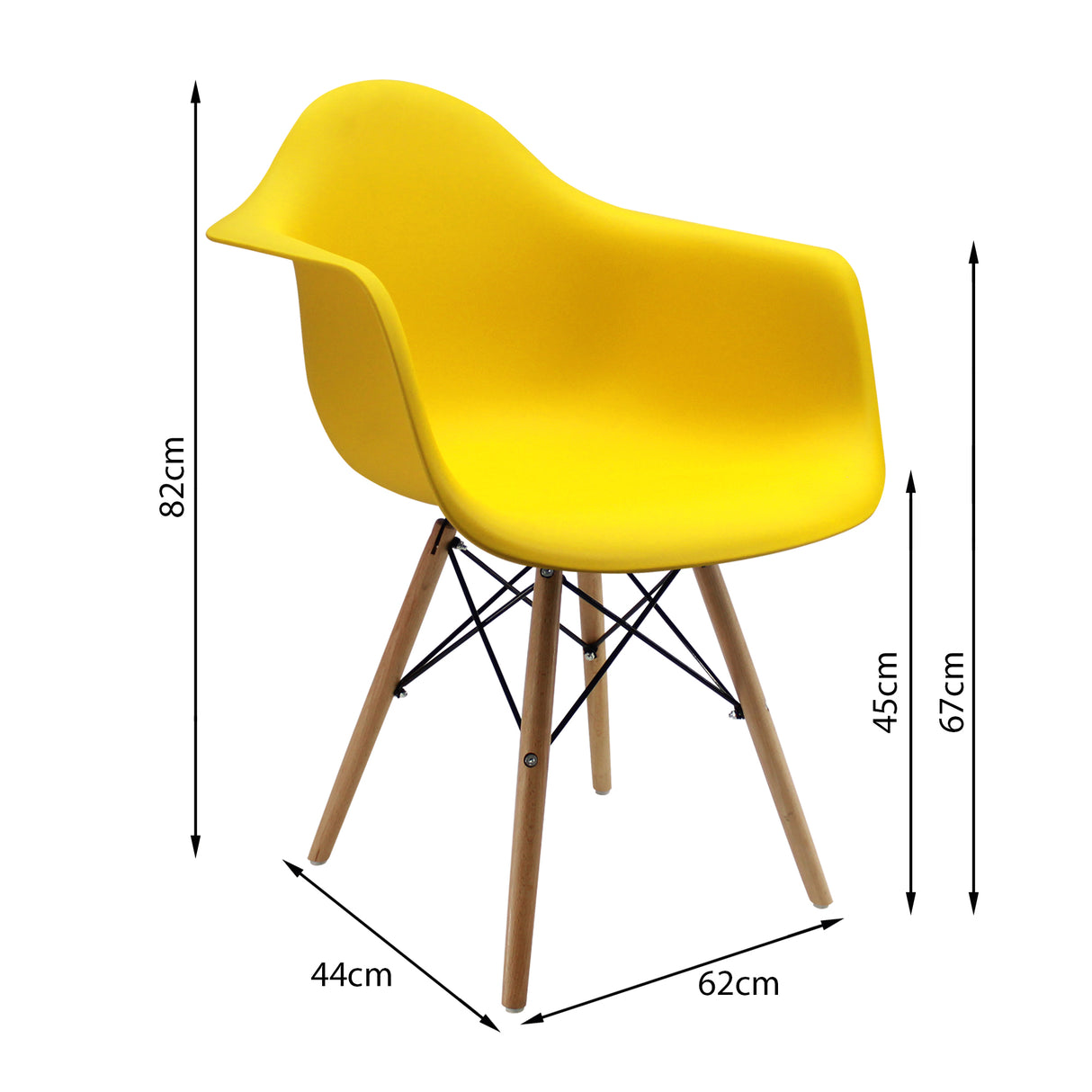 Silla de Comedor DKR Eames Amarillo Moderna con Brazos 62 cm - Sillas y Butacos | Bylmo