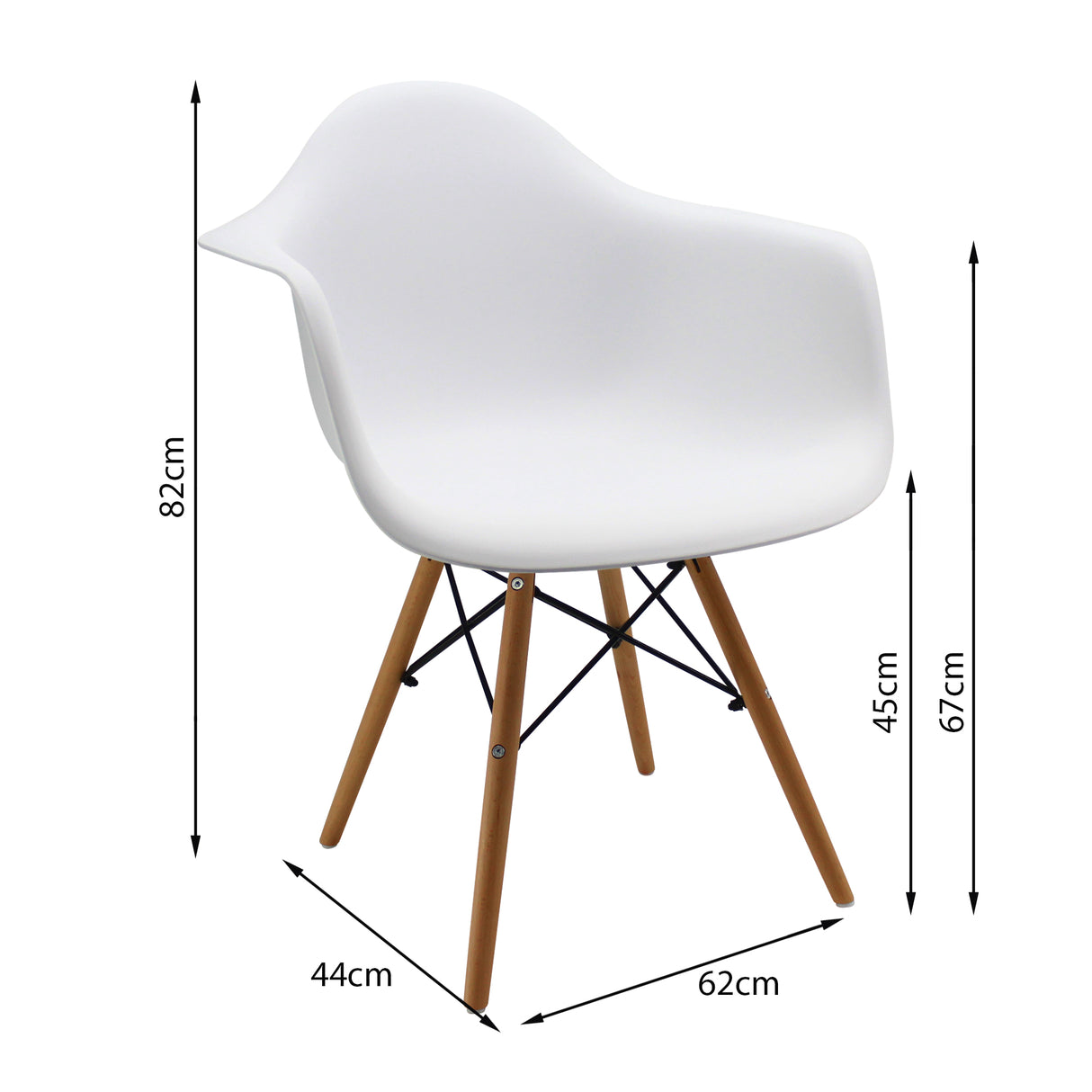 Kit x 2 Sillas Comedor DKR Eames Blanca Diseño Moderno 62 Cm - Sillas y Butacos | Bylmo