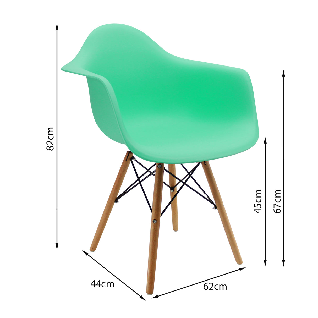 Kit x 4 Sillas Comedor DKR Eames Verde Menta 62 cm Polipropileno - Sillas y Butacos | Bylmo