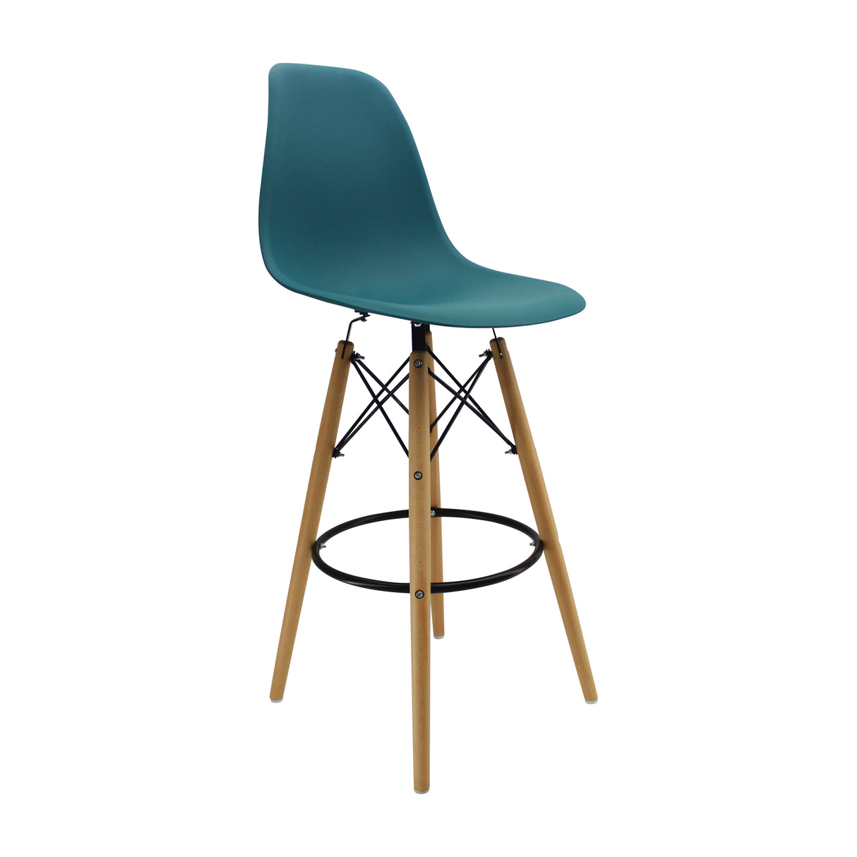 Silla Bar DKR Eames 56 cm Azul Petróleo Moderna Polipropileno - Sillas y Butacos | Bylmo