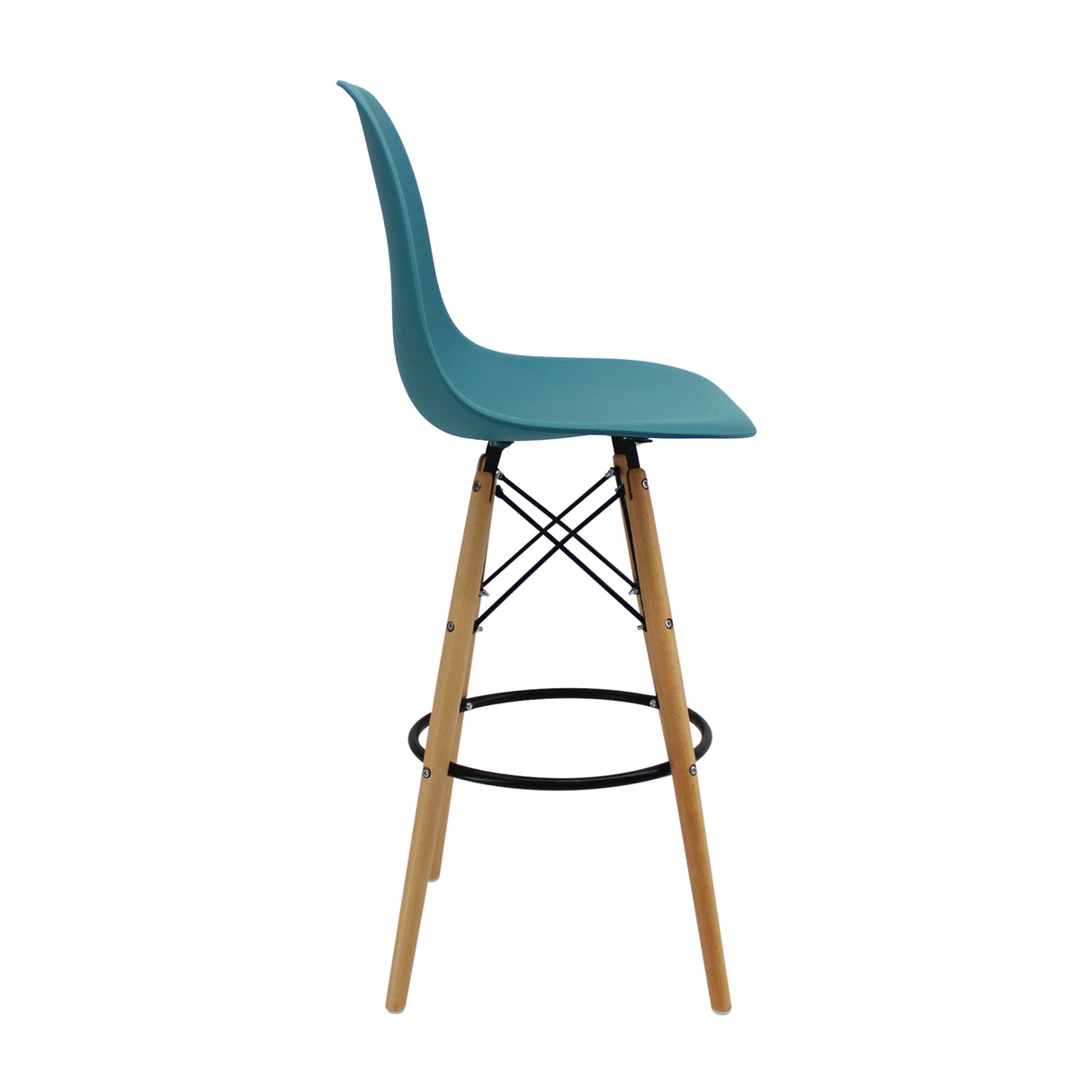 Silla Bar DKR Eames 56 cm Azul Petróleo Moderna Polipropileno - Sillas y Butacos | Bylmo
