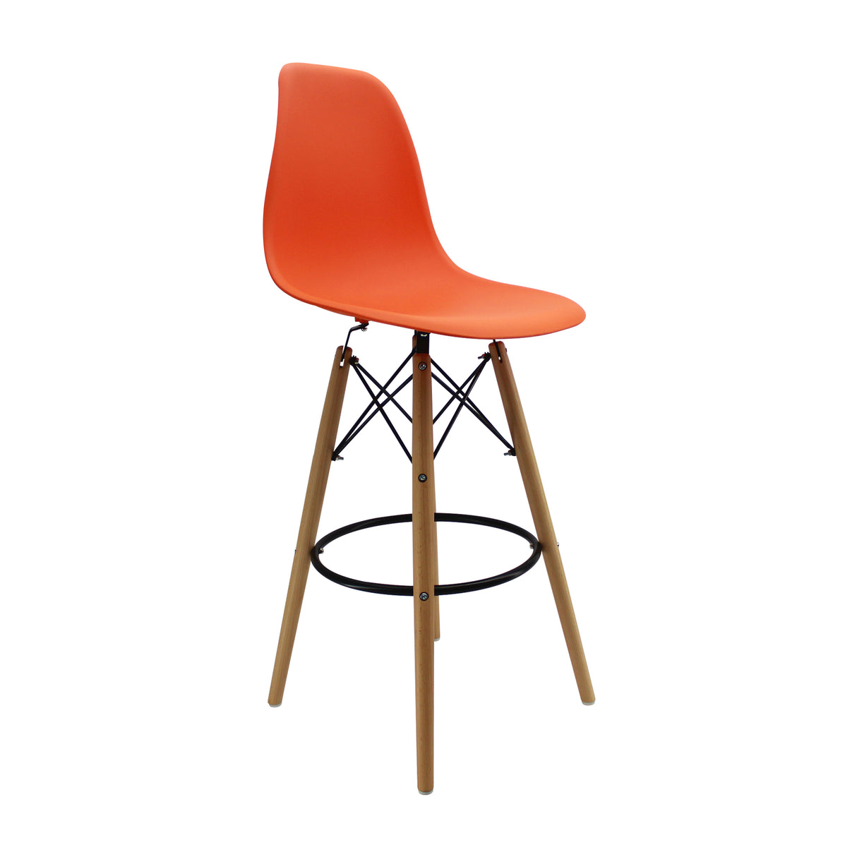 Silla Bar DKR Eames Naranja Polipropileno Moderno 56x106 cm - Sillas y Butacos | Bylmo
