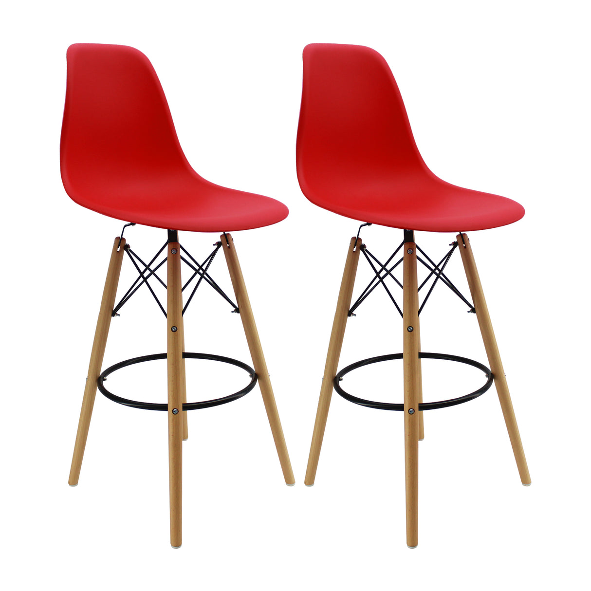 Set x 2 Sillas de Bar DKR Eames Rojas 56x106cm Modernas - Sillas y Butacos | Bylmo