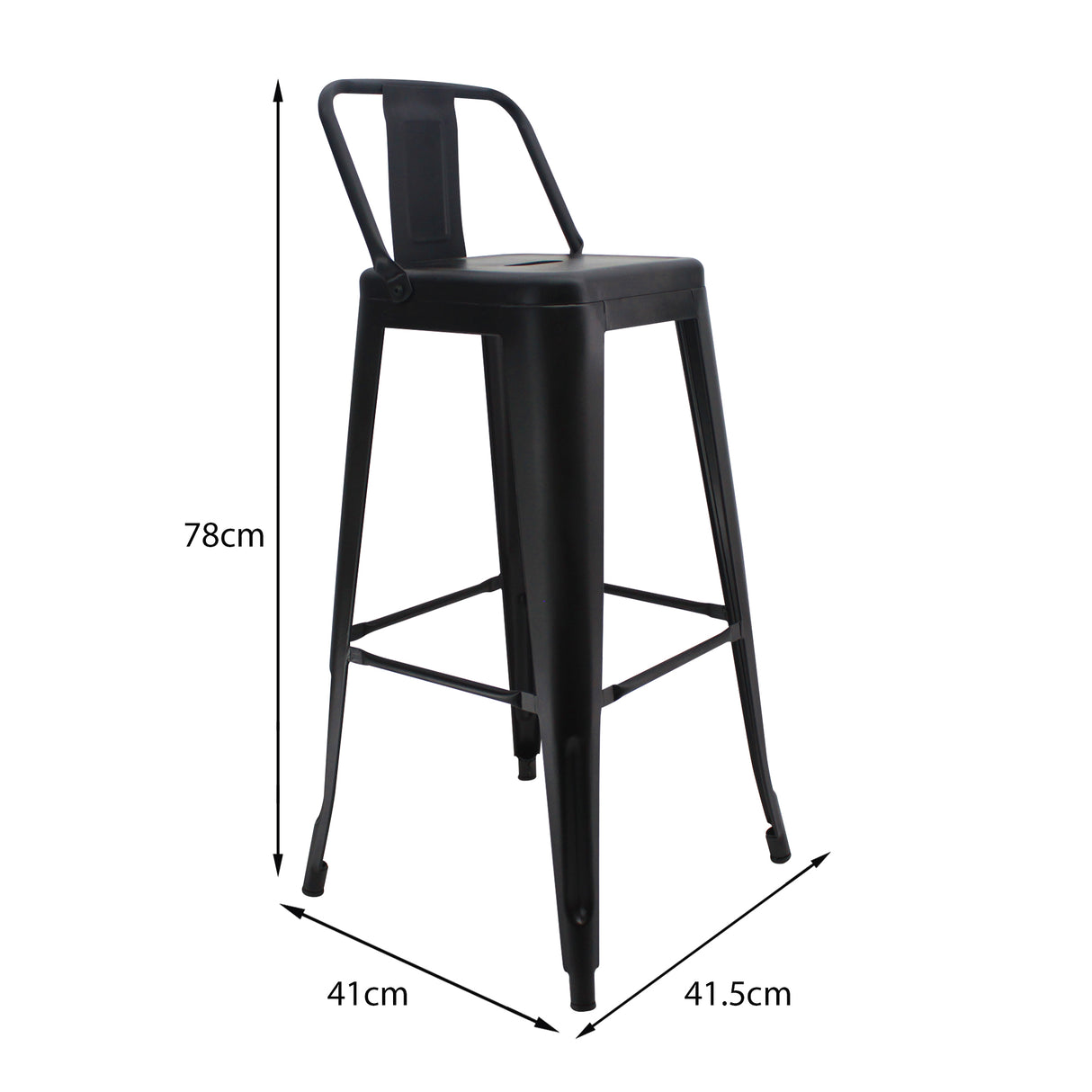 Silla Bar Titan Alta Negro Metal Moderna 41.5 cm - Sillas y Butacos | Bylmo