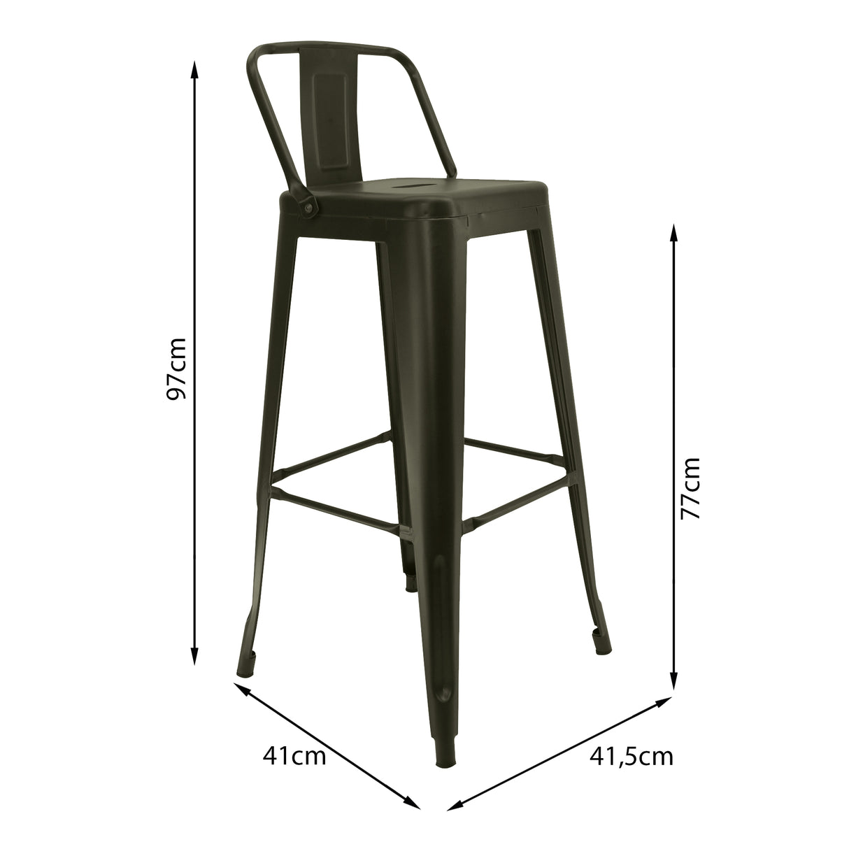 Set x 3 Sillas de Bar Titan Bronce Metal 41.5 cm Resistente - Sillas y Butacos | Bylmo