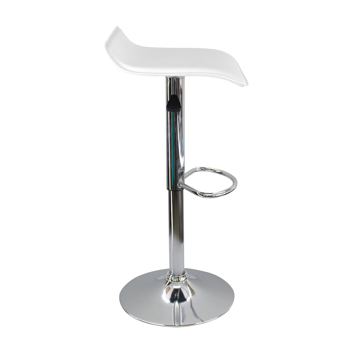 Silla Bar Wave Altura Ajustable Blanco Cuero Ecológico 38x79cm - Sillas y Butacos | Bylmo