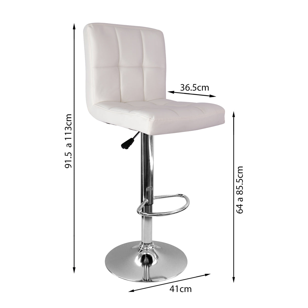 Silla Bar Confort Giratoria Altura Ajustable Cuero Blanco - Sillas y Butacos | Bylmo