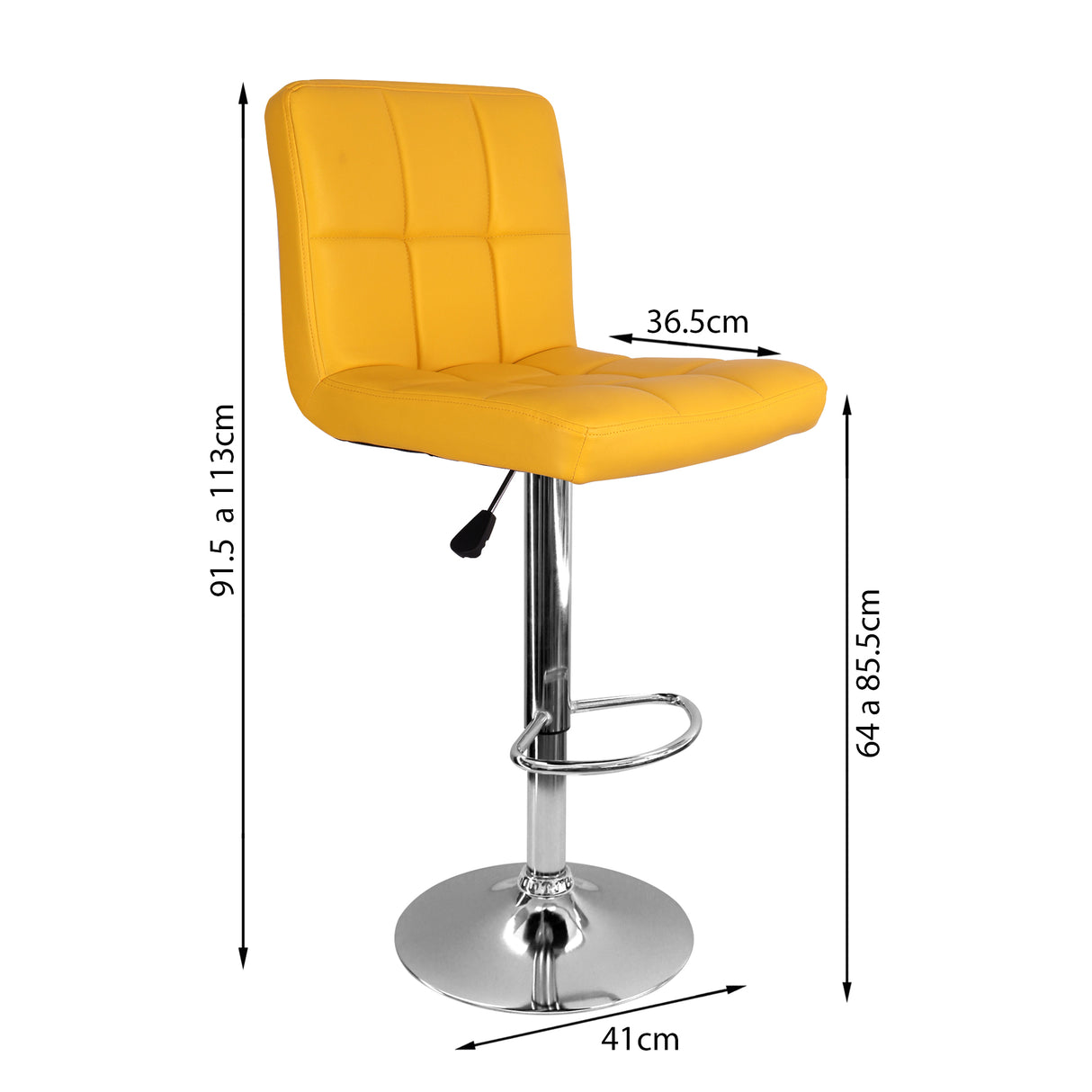 Set x 3 Sillas de Bar Confort Amarillo Giratorias Altura Ajustable - SILLAS Y BUTACOS | Bylmo