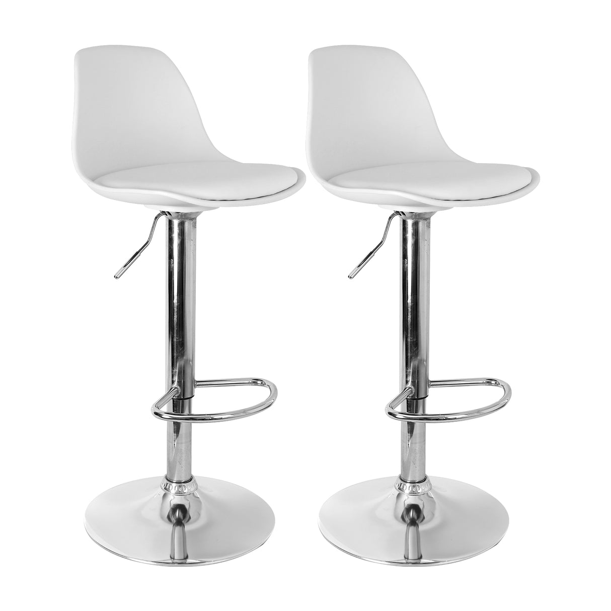 Set x 2 Sillas de Bar July Blancas Eco Cuero Cromadas Altura Ajustable - SILLAS Y BUTACOS | Bylmo